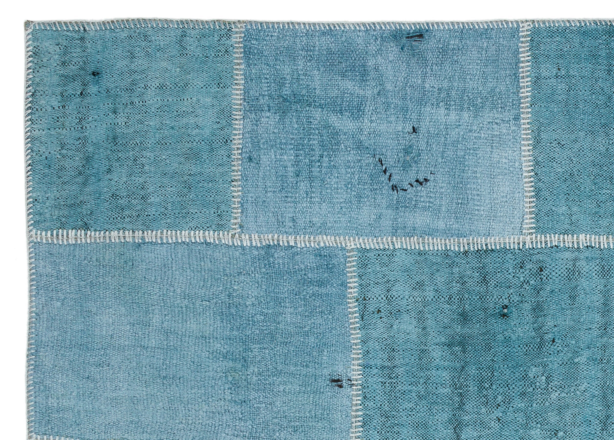 Teselya Turquoise Patchwork Wool Handmade Area Rug 5'2" x 7'3"