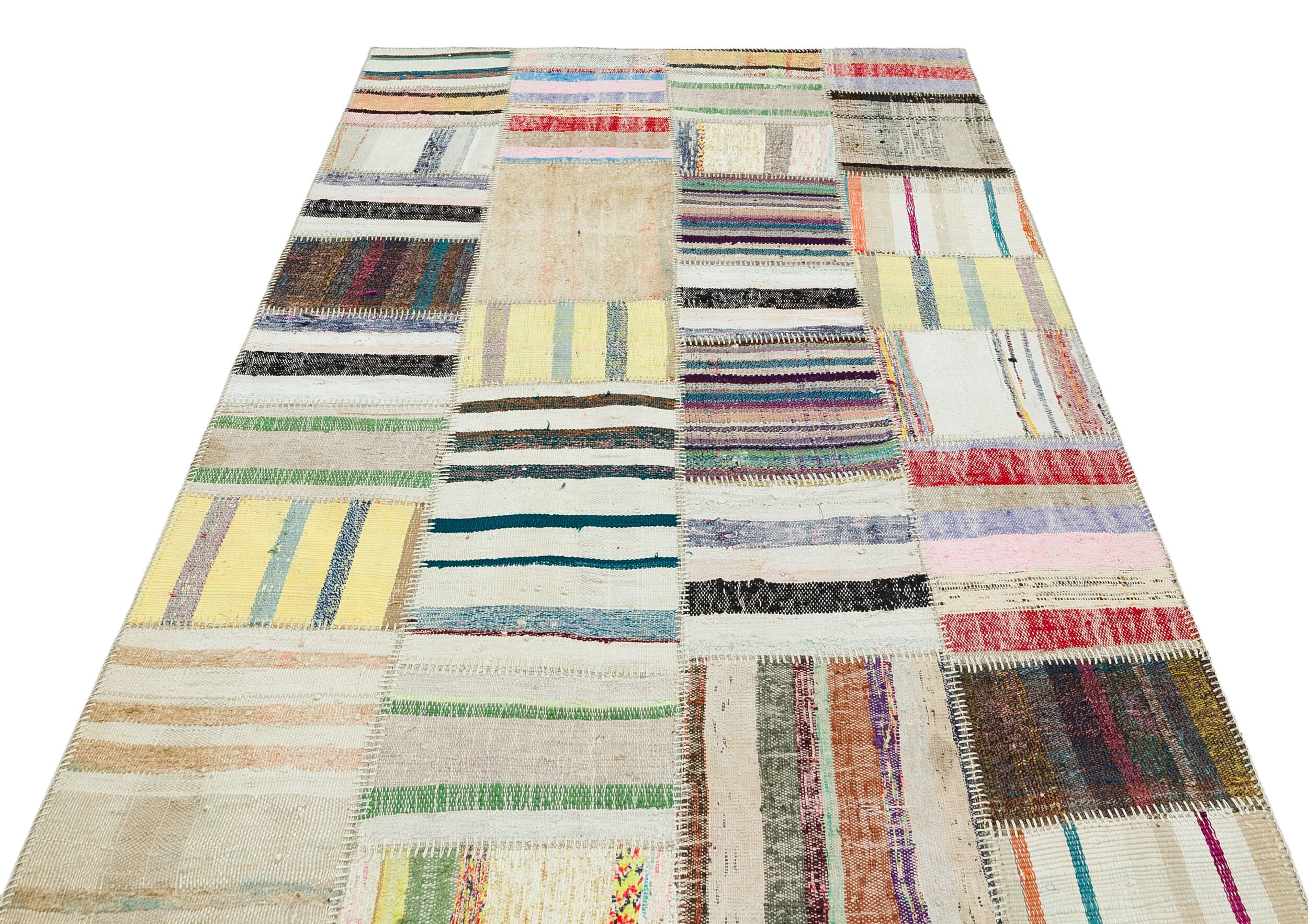 Teselya Beige Vintage Wool Handmade Area Rug 4'11" x 7'7"