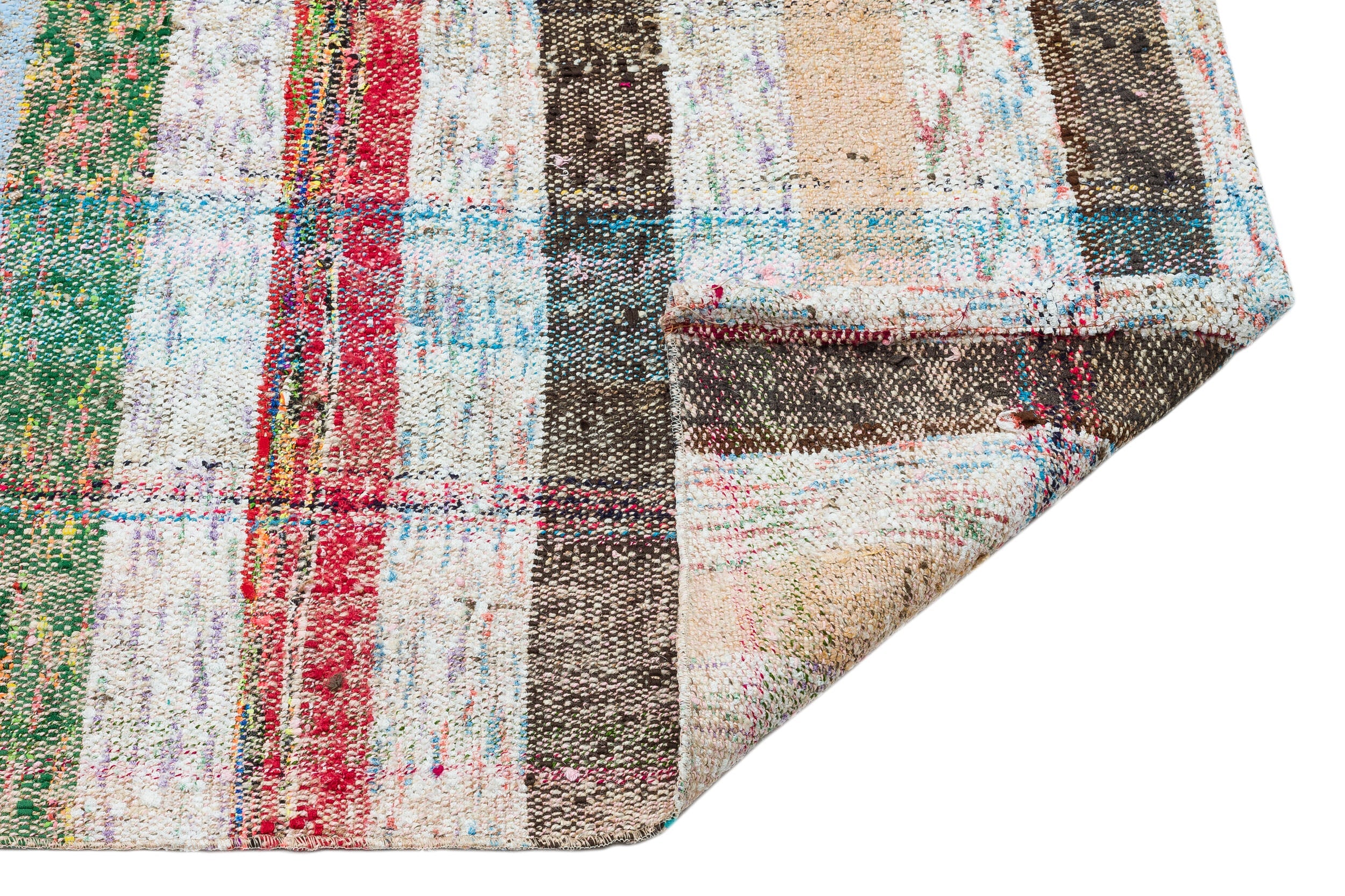 Girit Beige Striped Wool Handmade Area Rug 3'7" x 5'8"