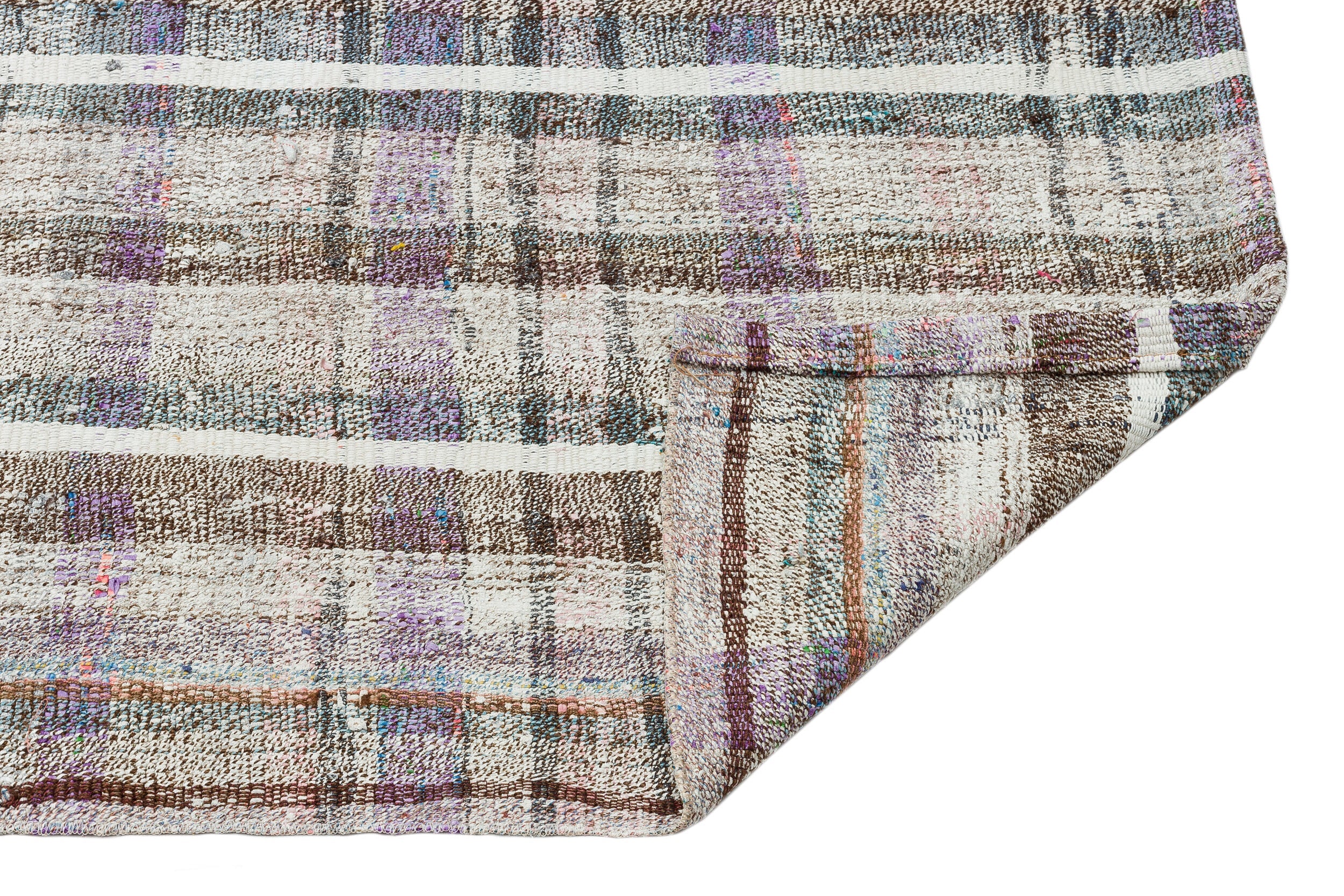 Girit Beige Striped Wool Handmade Area Rug 2'7" x 7'10"