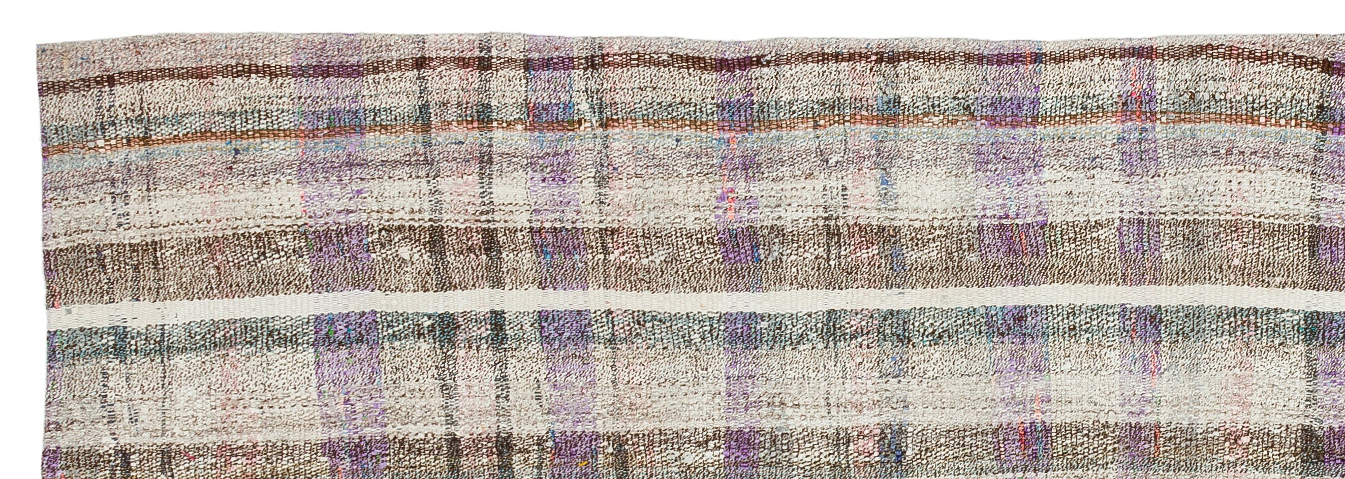 Girit Beige Striped Wool Handmade Area Rug 2'7" x 7'10"