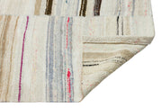 Girit Beige Striped Wool Handmade Area Rug 3'4" x 11'4"