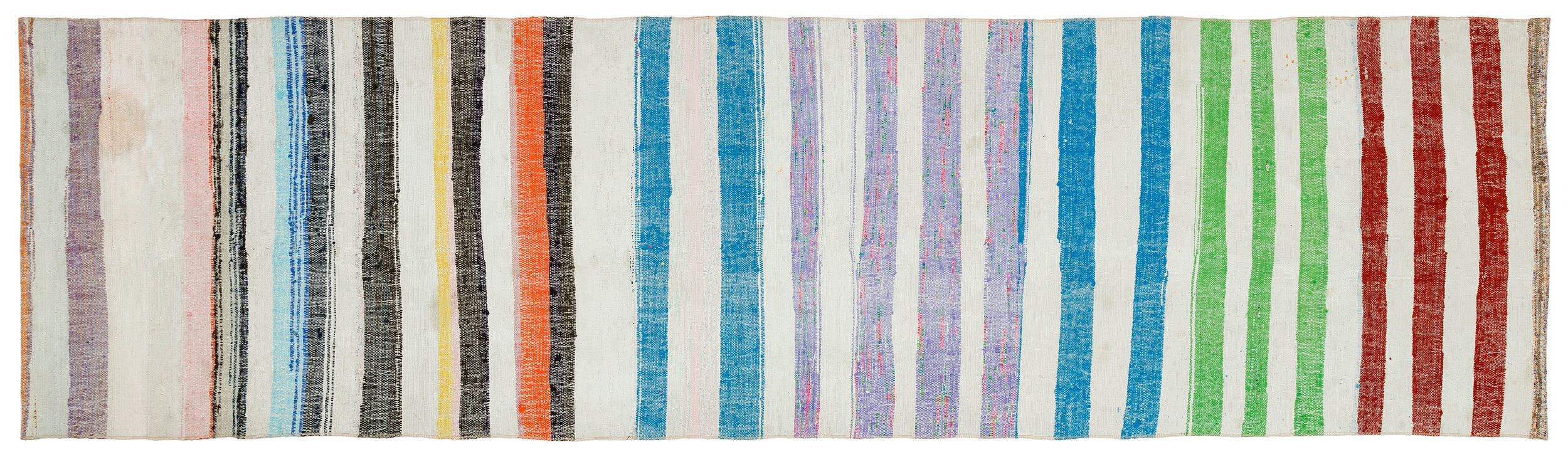 Girit Beige Striped Wool Handmade Area Rug 2'10" x 10'3"