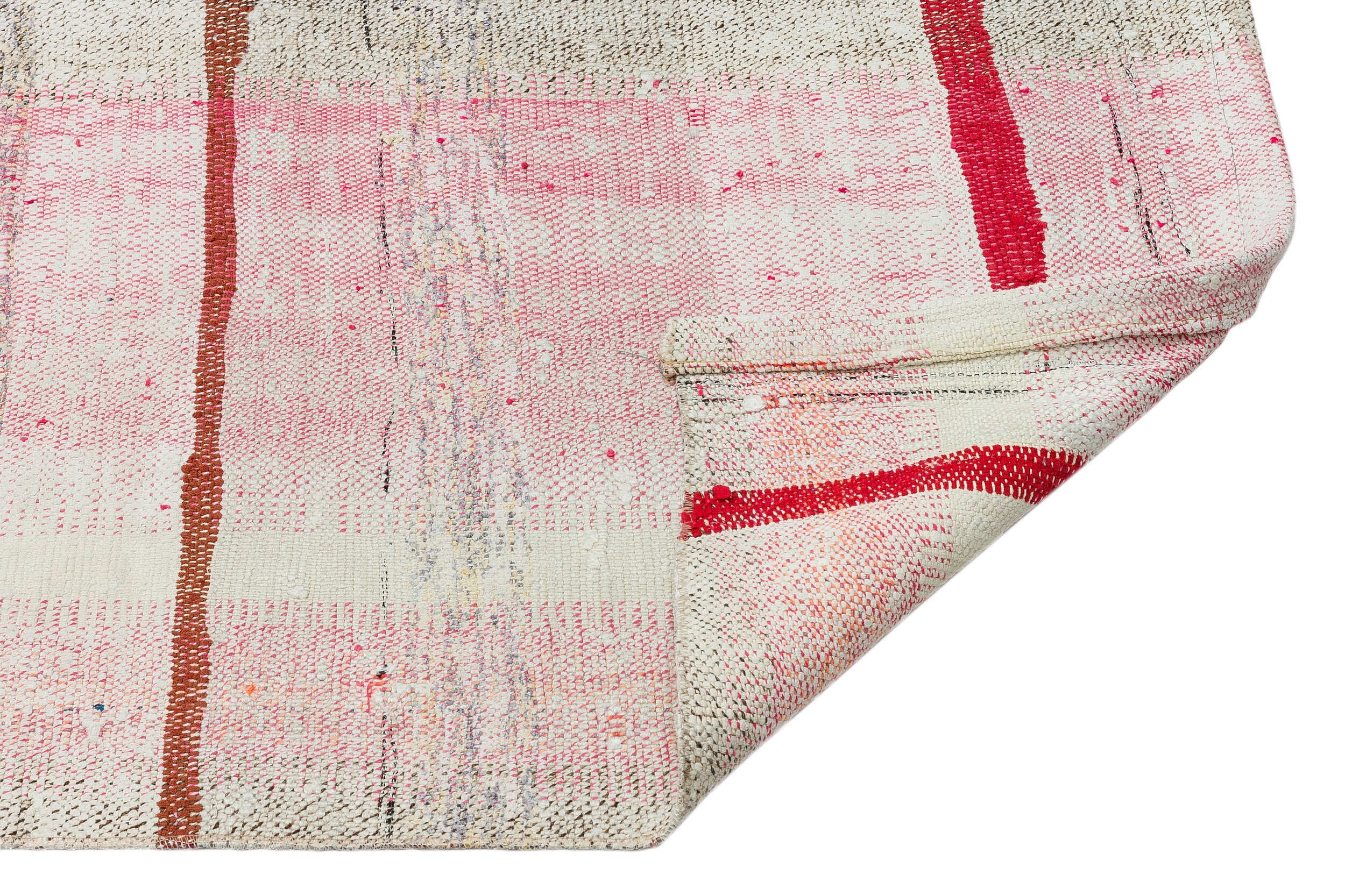 Girit Beige Striped Wool Handmade Area Rug 2'0" x 8'5"