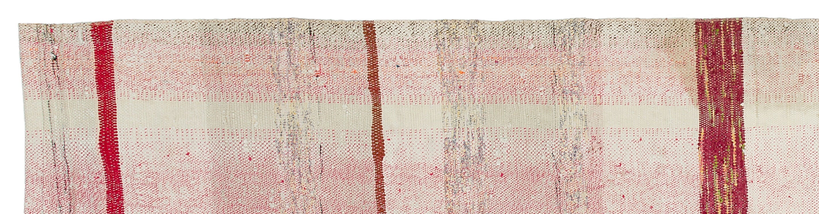 Girit Beige Striped Wool Handmade Area Rug 2'0" x 8'5"