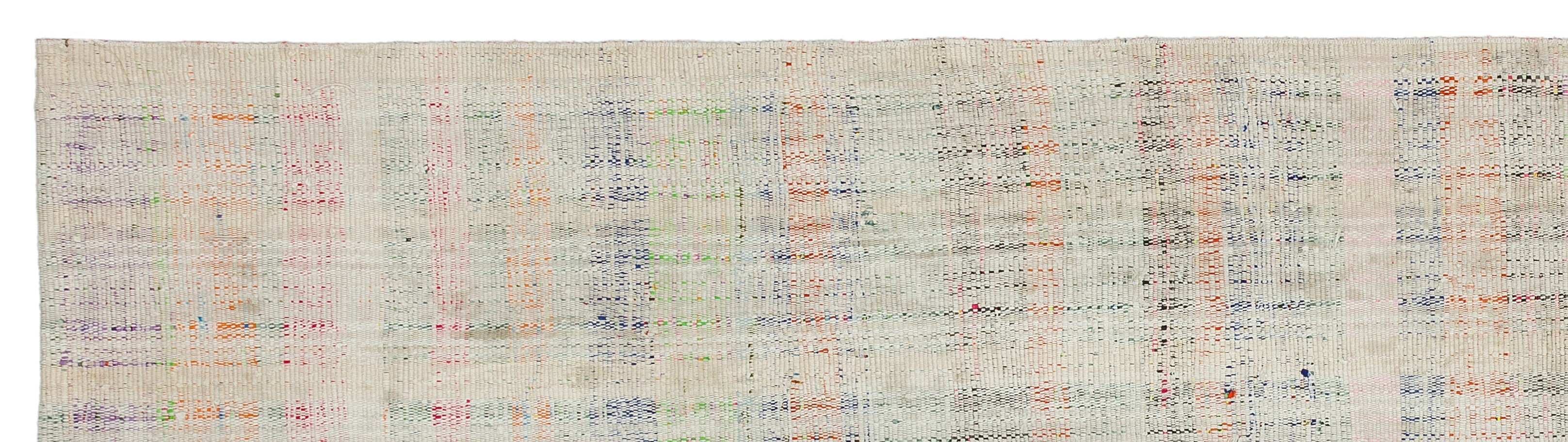 Girit Beige Striped Wool Handmade Area Rug 2'7" x 9'7"