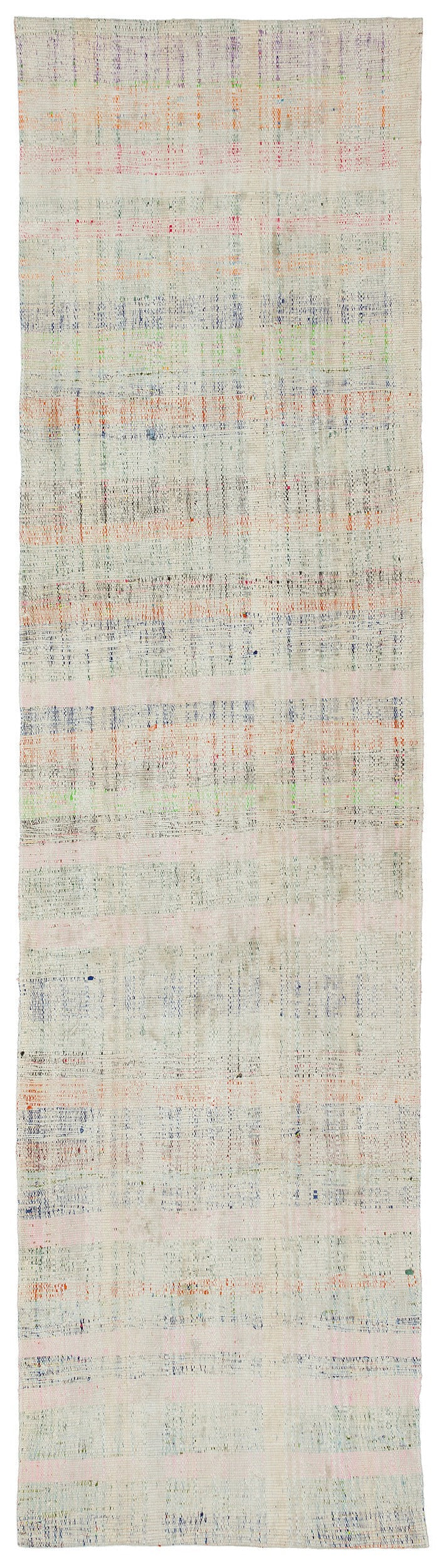Girit Beige Striped Wool Handmade Area Rug 2'7" x 9'7"