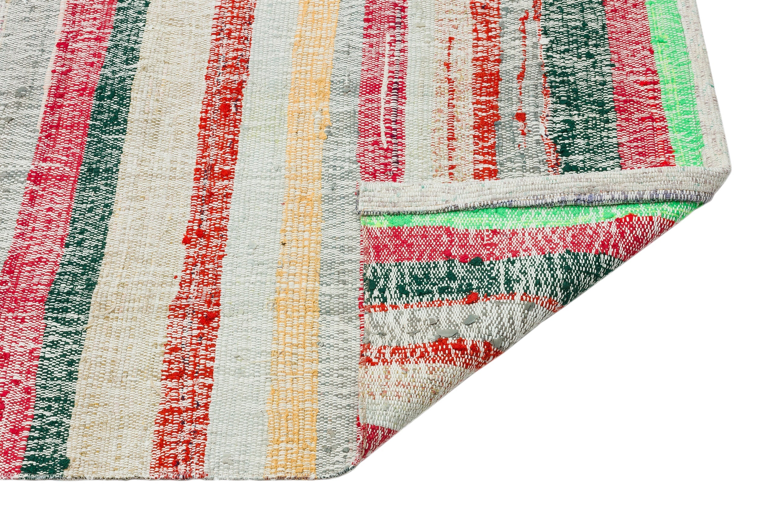 Girit Beige Striped Wool Handmade Area Rug 2'11" x 7'5"