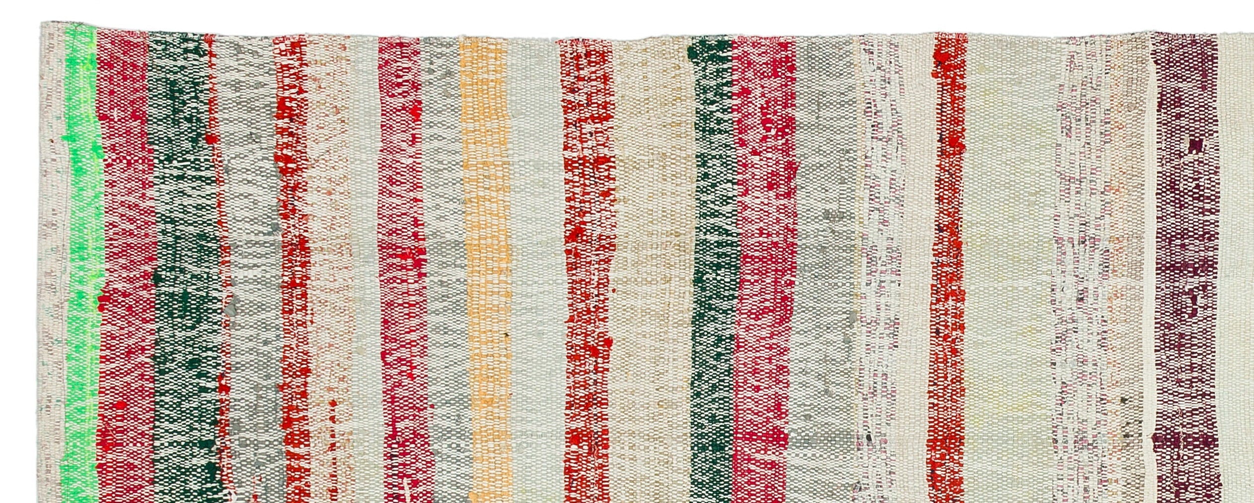 Girit Beige Striped Wool Handmade Area Rug 2'11" x 7'5"