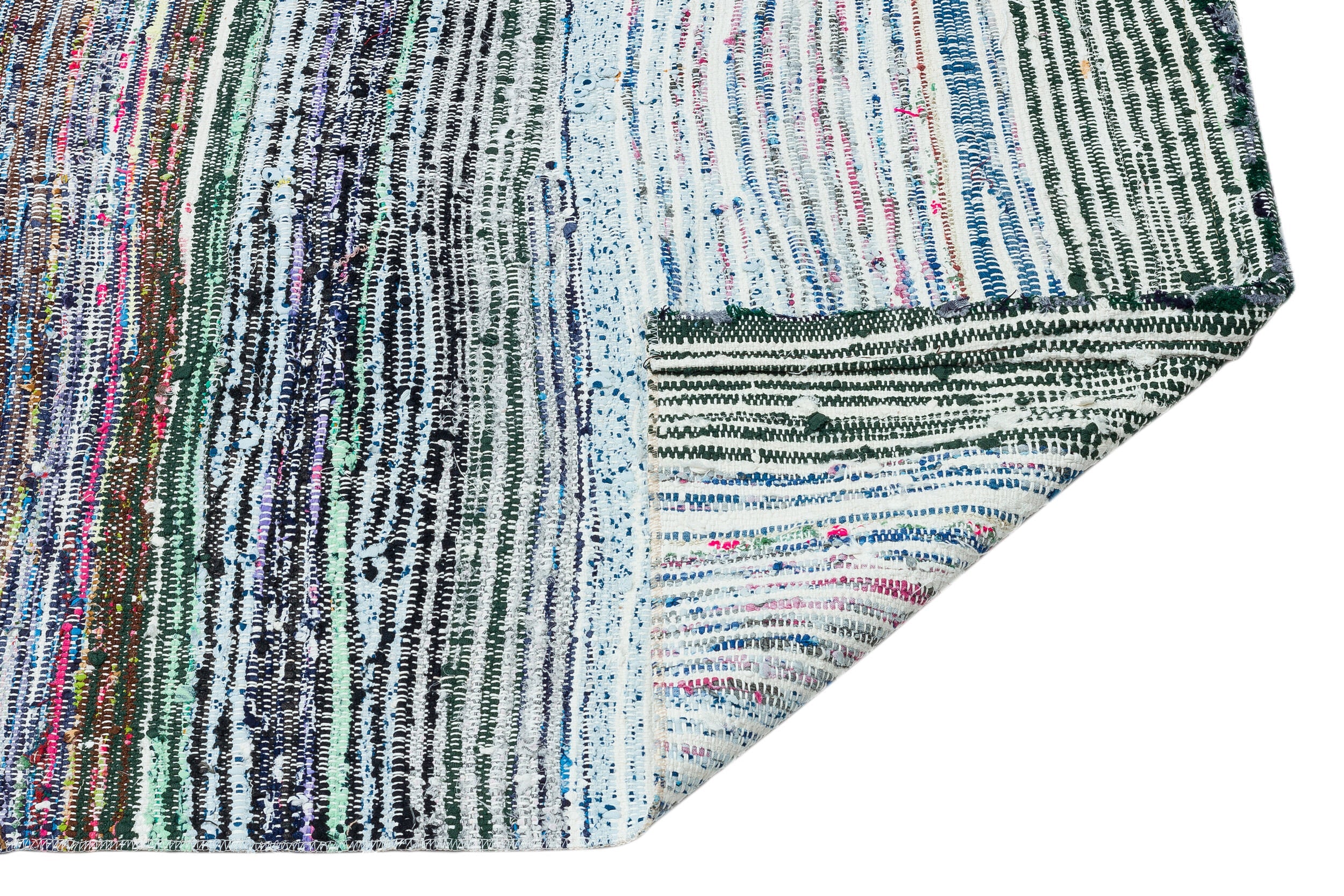 Girit Beige Striped Wool Handmade Area Rug 2'1" x 7'4"