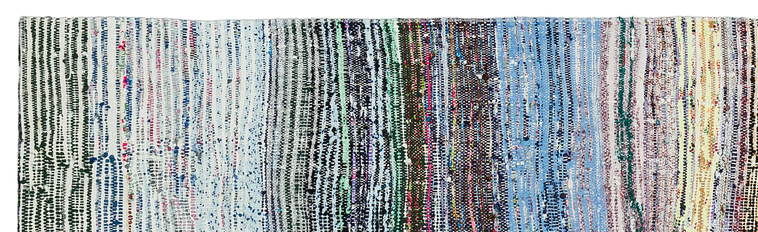 Girit Beige Striped Wool Handmade Area Rug 2'1" x 7'4"