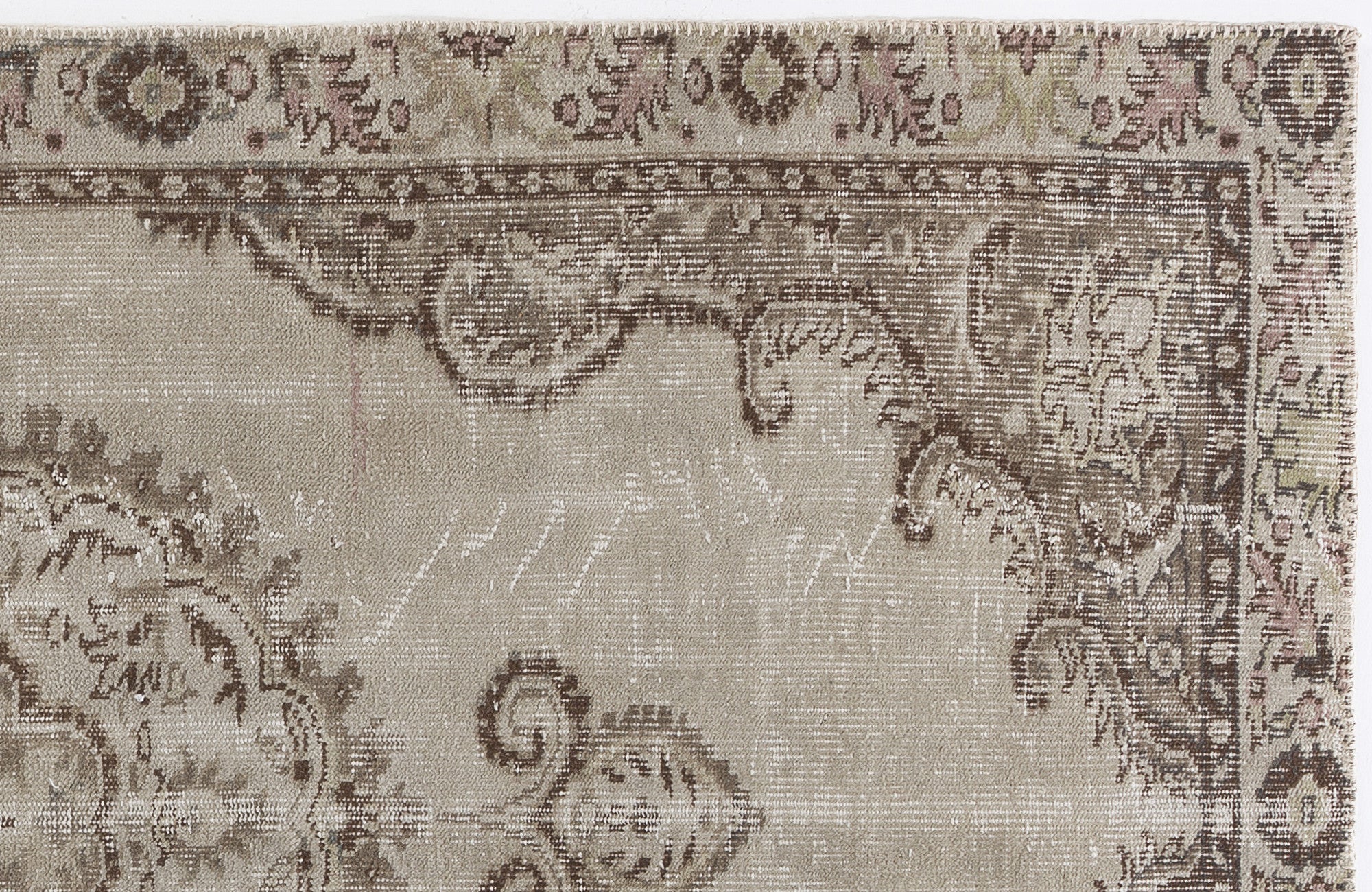 Atina Beige Vintage Wool Handmade Area Rug 4'9" x 8'10"
