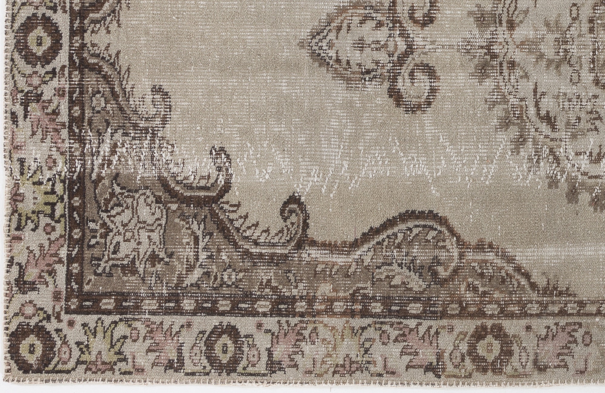 Atina Beige Vintage Wool Handmade Area Rug 4'9" x 8'10"