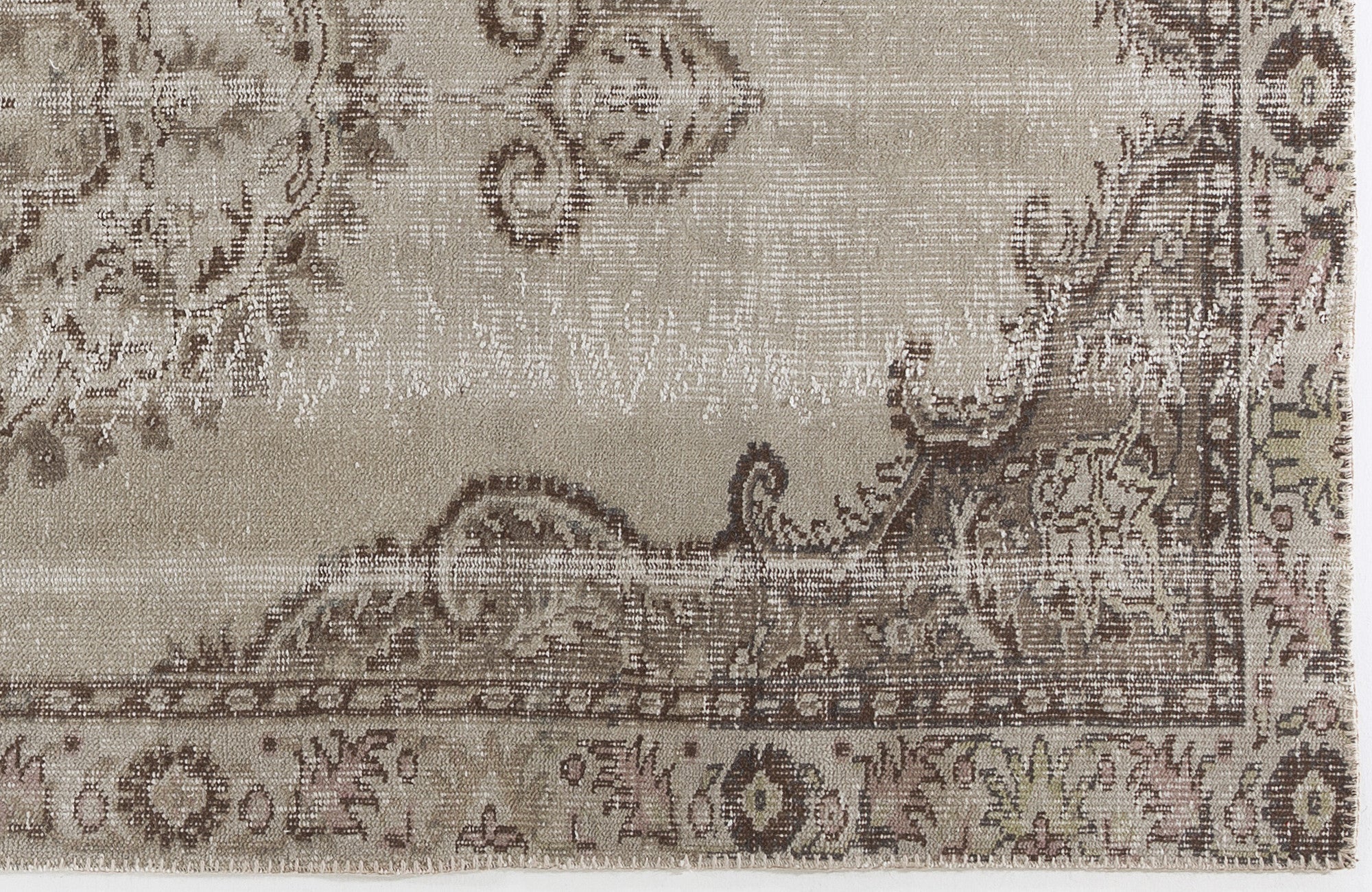 Atina Beige Vintage Wool Handmade Area Rug 4'9" x 8'10"