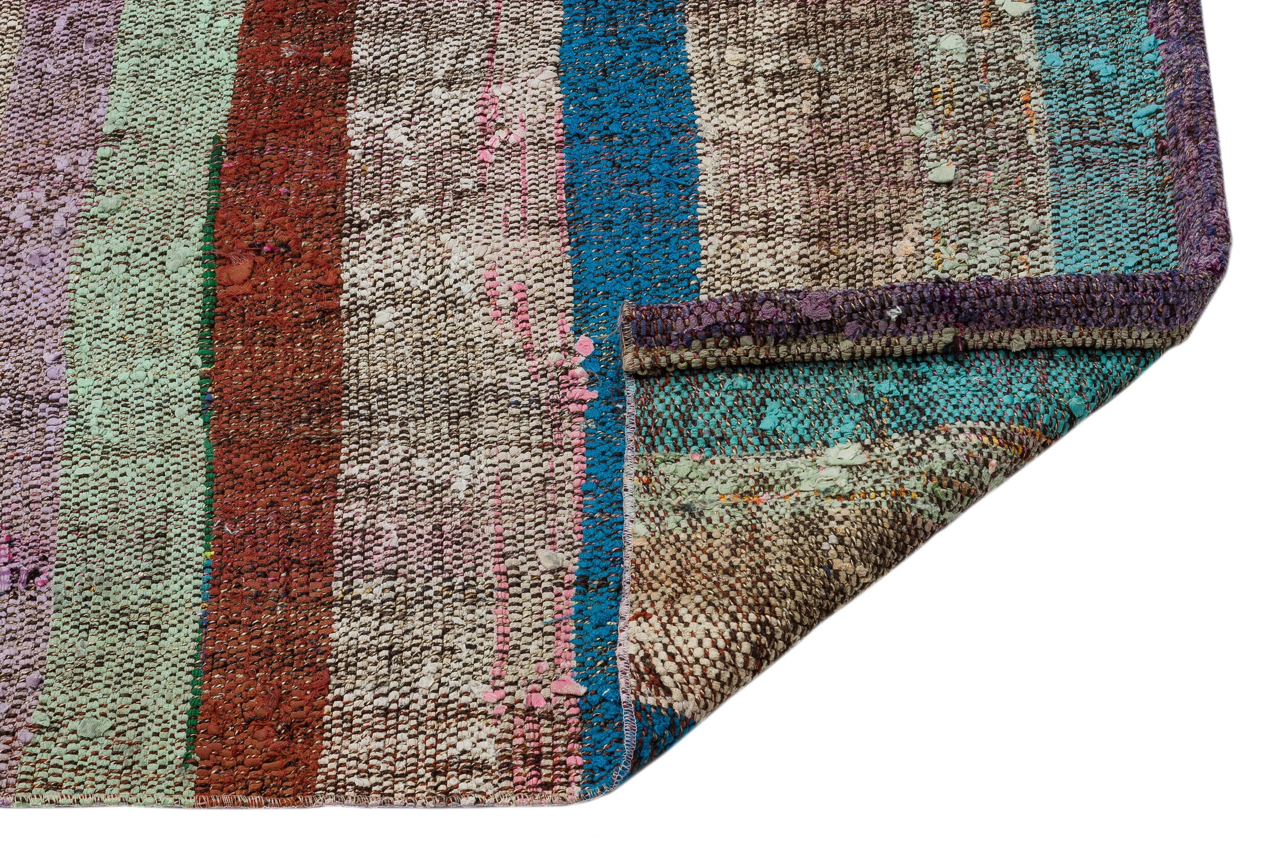 Girit Brown Striped Wool Handmade Area Rug 3'2" x 11'2"