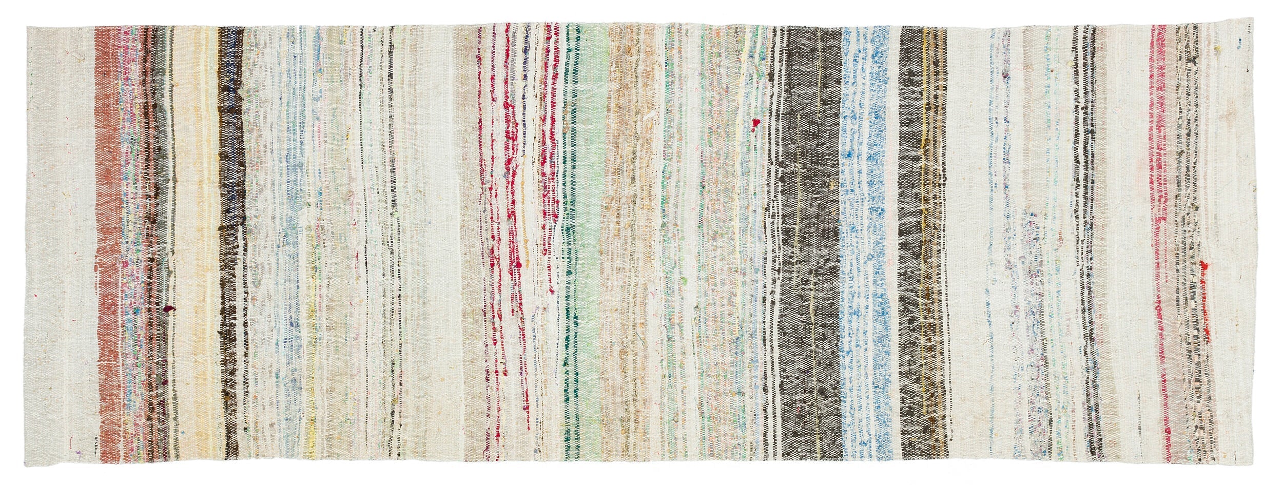Girit Beige Striped Wool Handmade Area Rug 2'11" x 8'1"