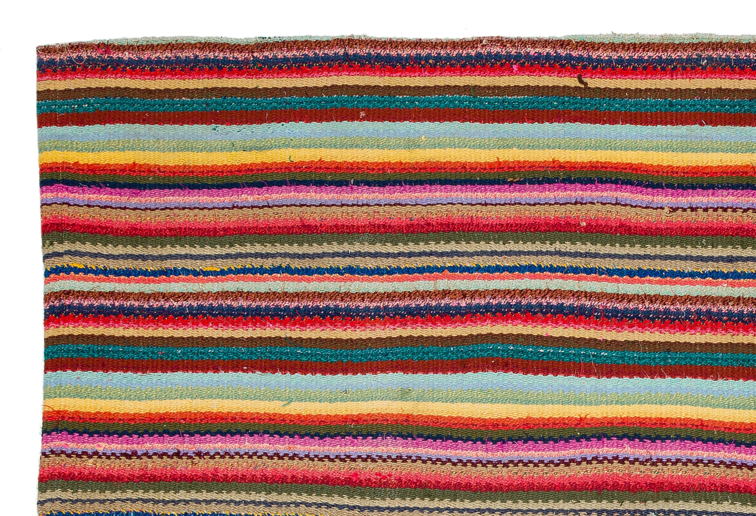 Girit Red Striped Wool Handmade Area Rug 5'0" x 7'9"
