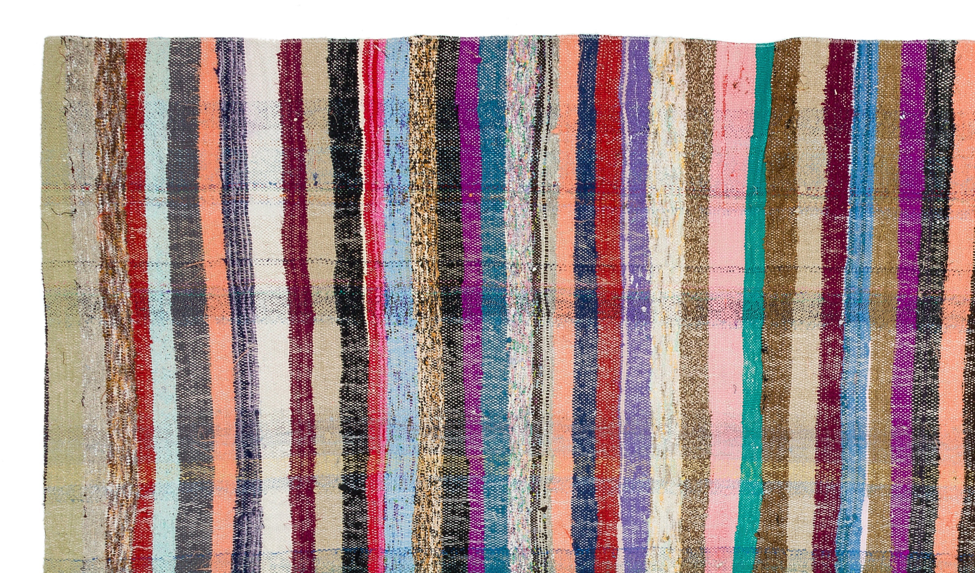 Girit Beige Striped Wool Handmade Area Rug 5'5" x 9'6"