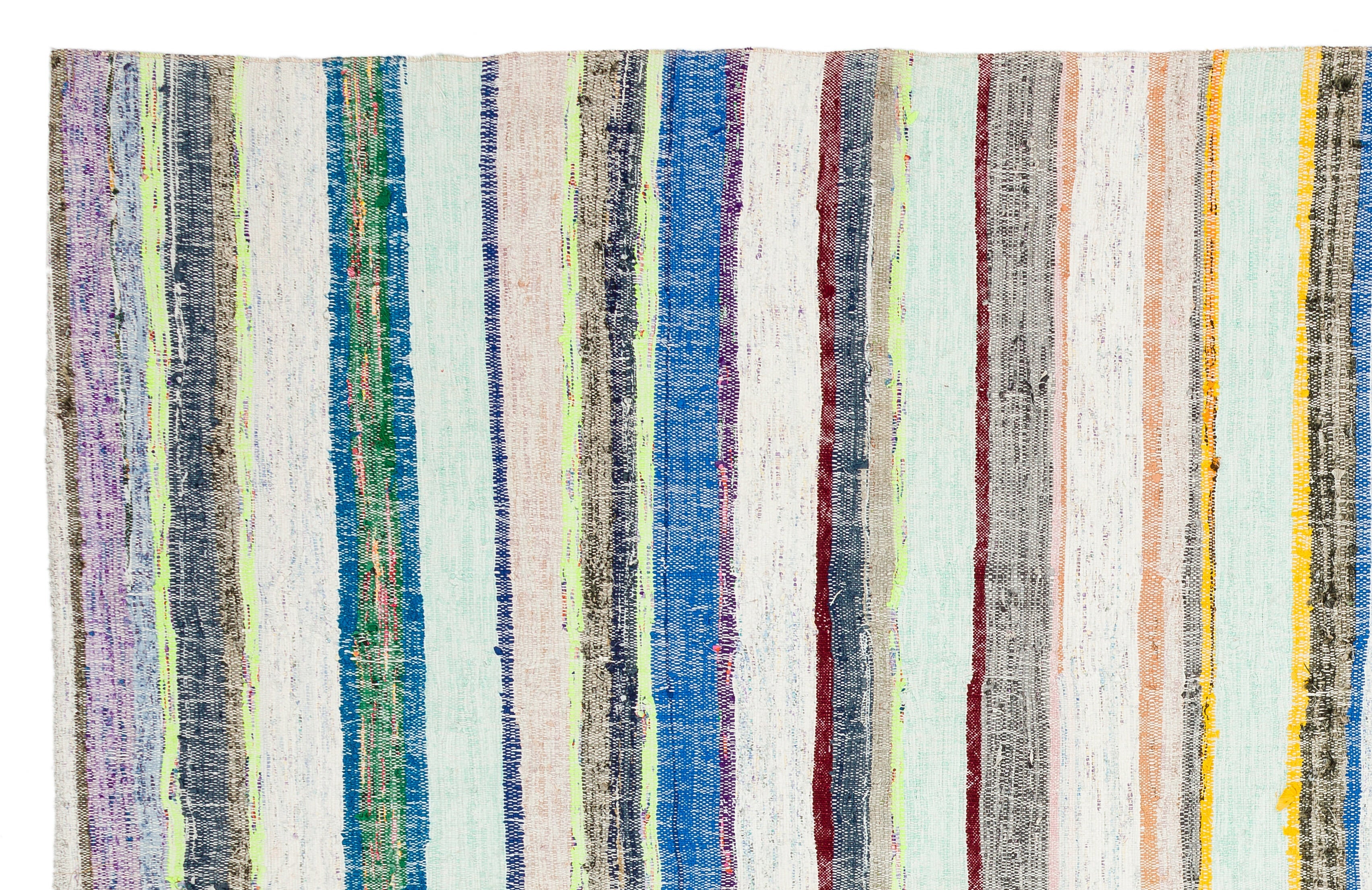 Girit Beige Striped Wool Handmade Area Rug 6'5" x 10'1"