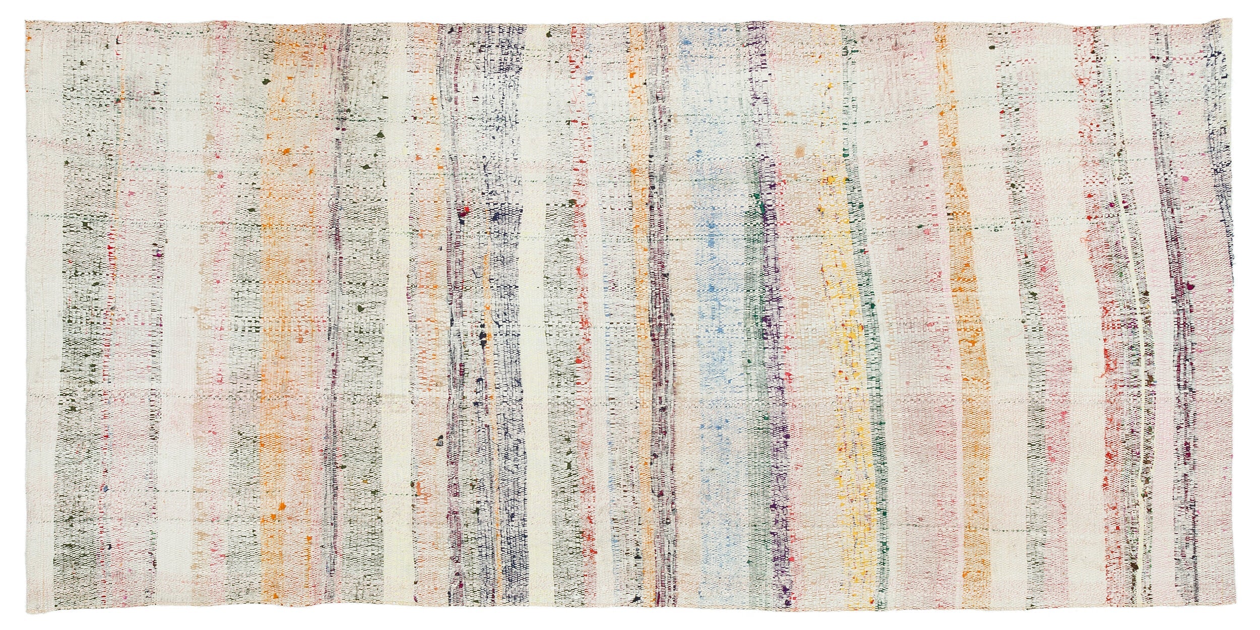 Girit Beige Striped Wool Handmade Area Rug 2'11" x 6'1"