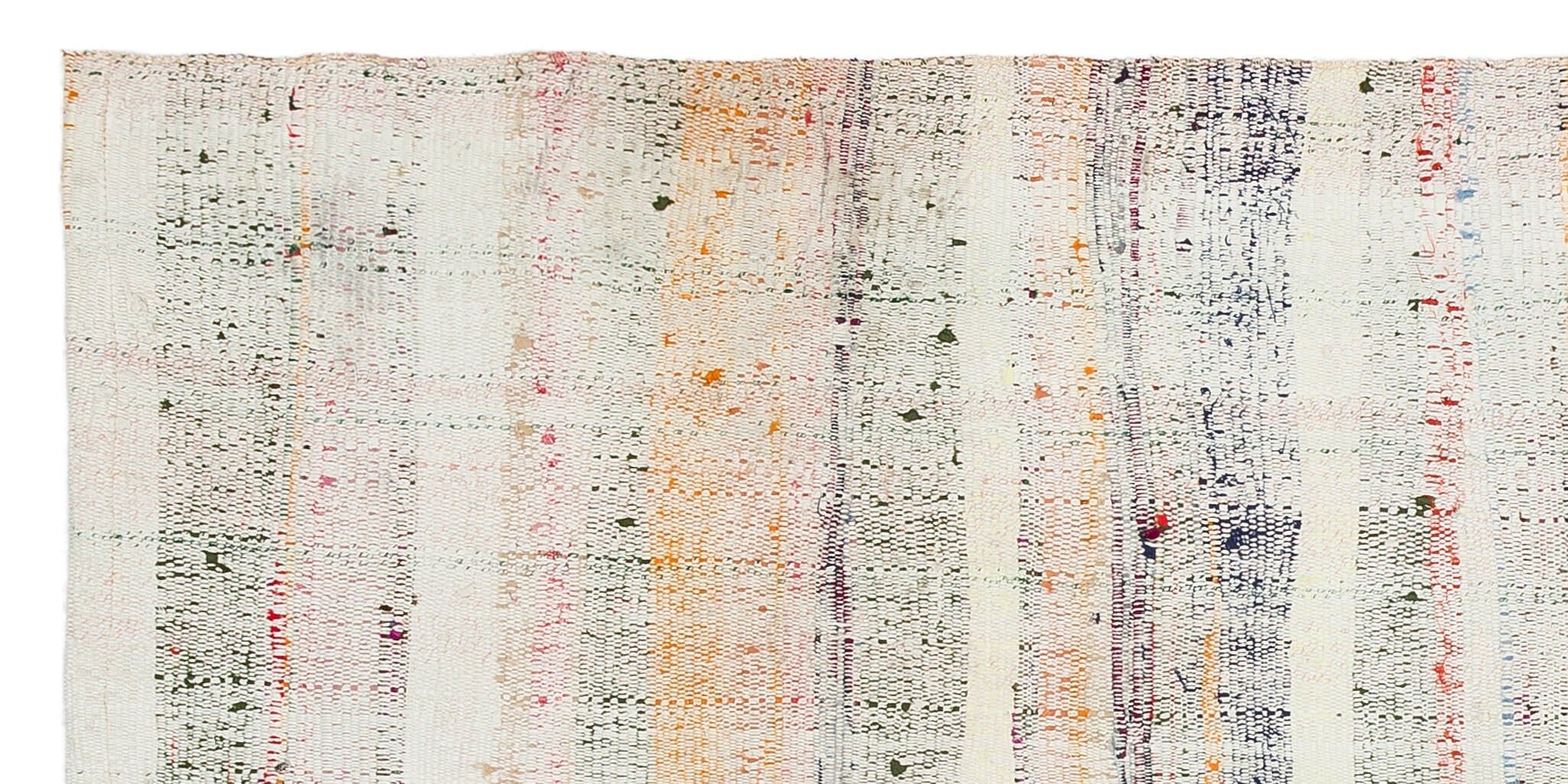 Girit Beige Striped Wool Handmade Area Rug 2'11" x 6'1"