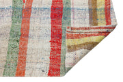 Girit Beige Striped Wool Handmade Area Rug 4'11" x 7'6"
