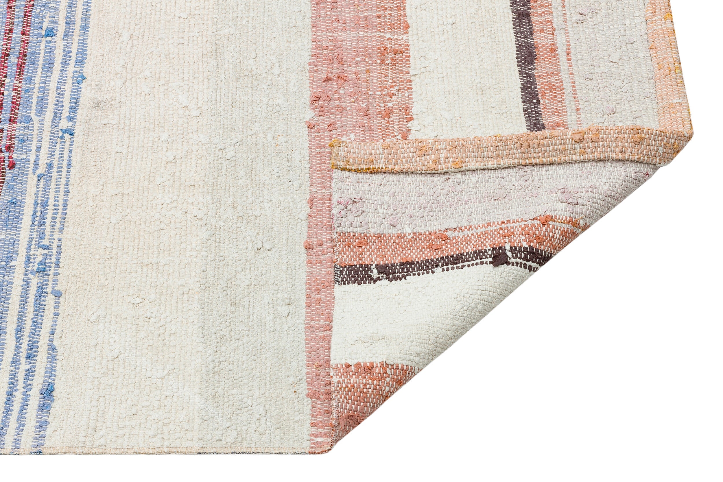 Girit Beige Striped Wool Handmade Area Rug 4'4" x 10'3"