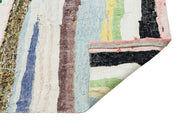 Girit Beige Striped Wool Handmade Area Rug 6'4" x 9'2"