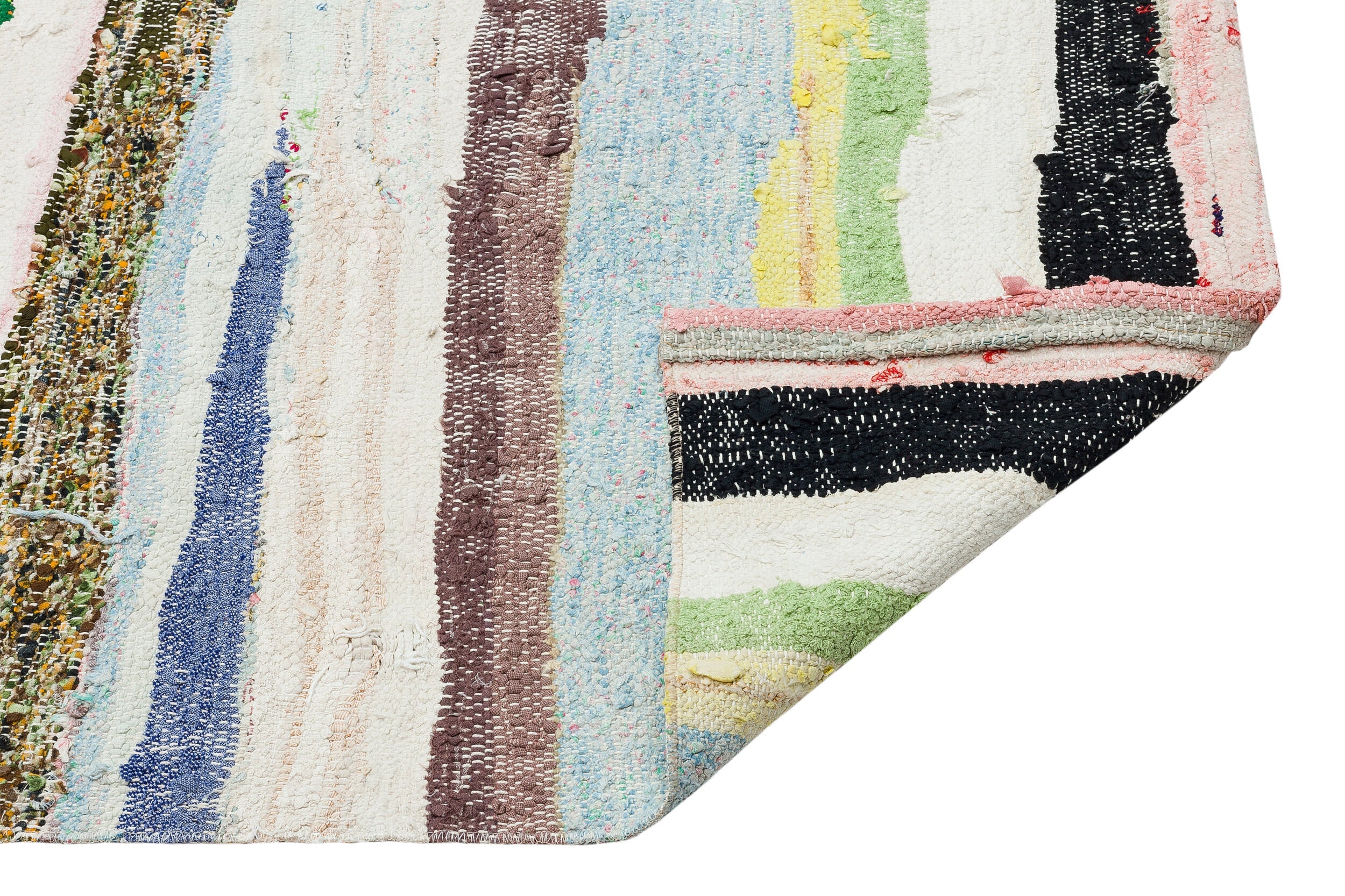 Girit Beige Striped Wool Handmade Area Rug 6'4" x 9'2"