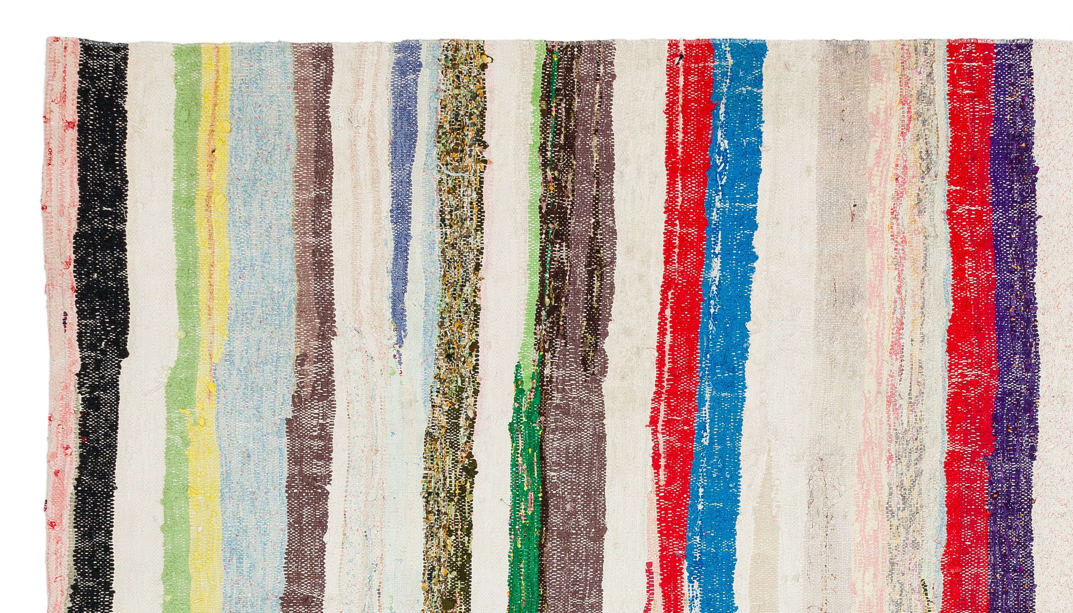 Girit Beige Striped Wool Handmade Area Rug 6'4" x 9'2"