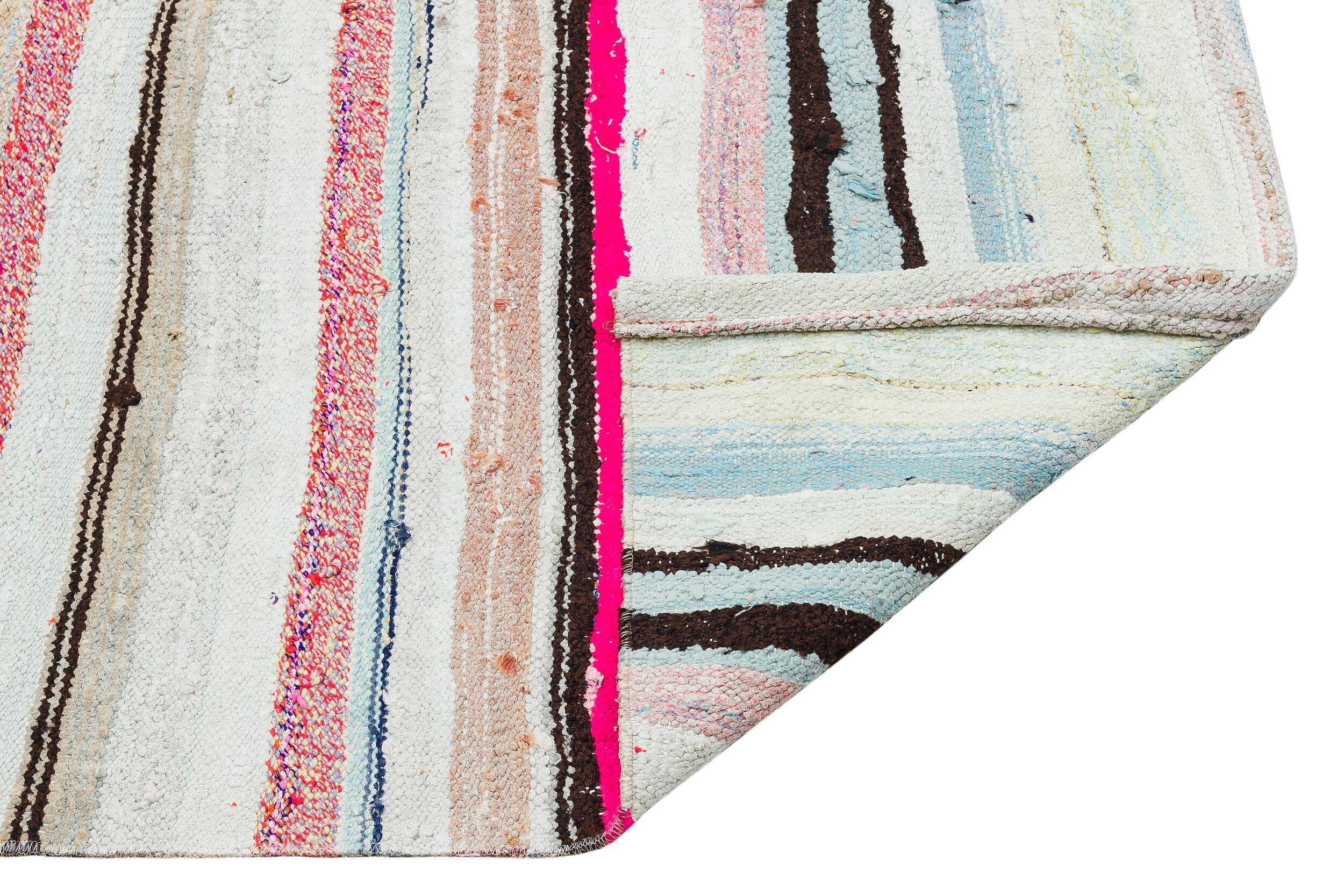 Girit Beige Striped Wool Handmade Area Rug 4'3" x 4'11"