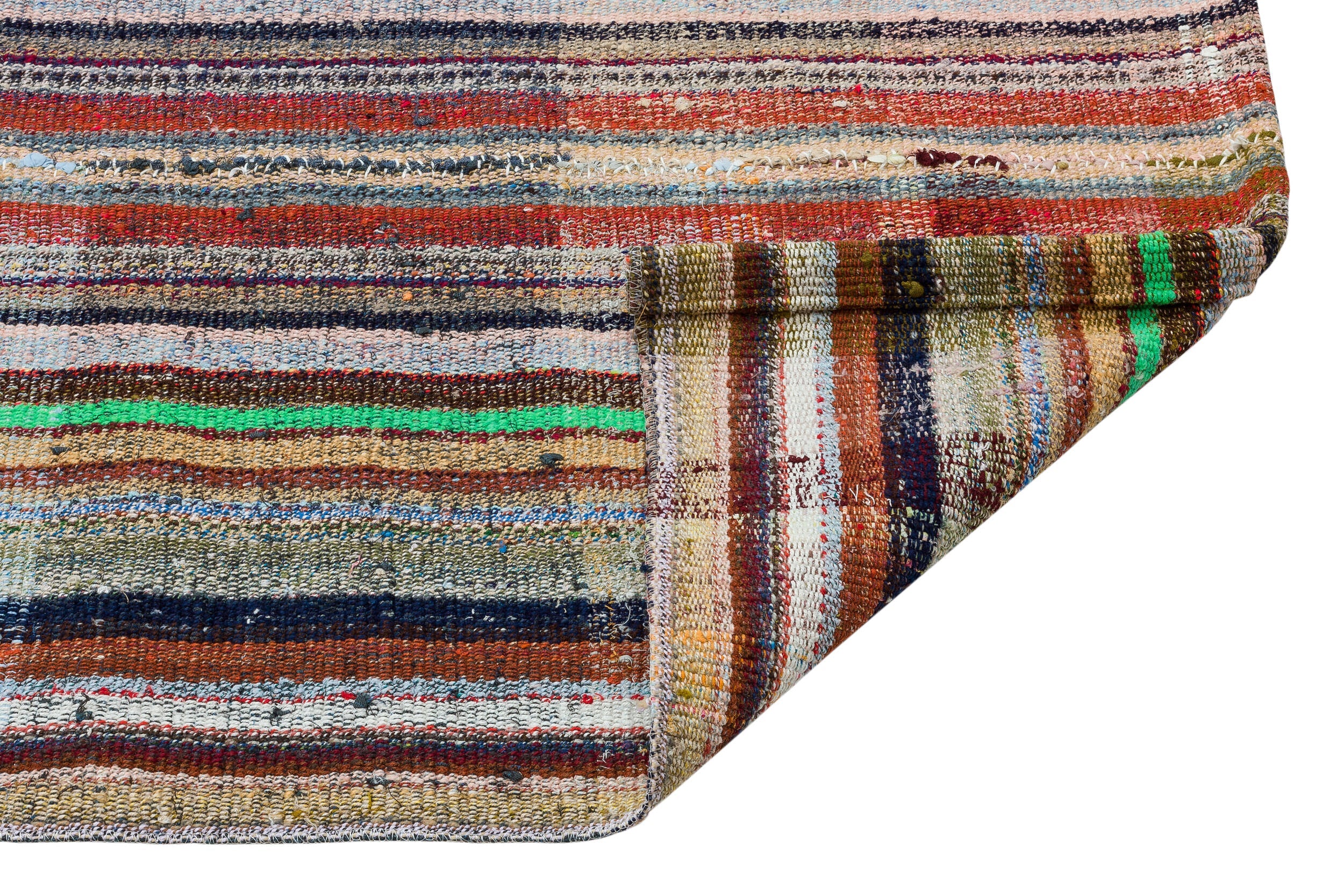 Girit Beige Striped Wool Handmade Area Rug 6'5" x 9'3"