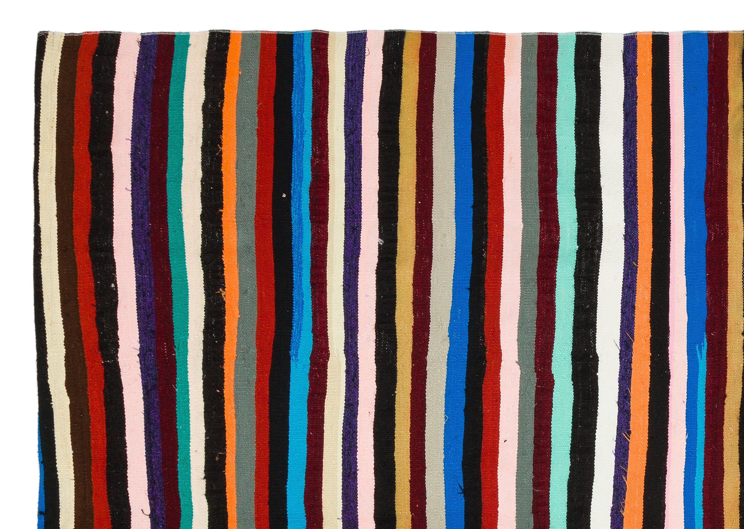Girit Beige Striped Wool Handmade Area Rug 6'5" x 9'3"