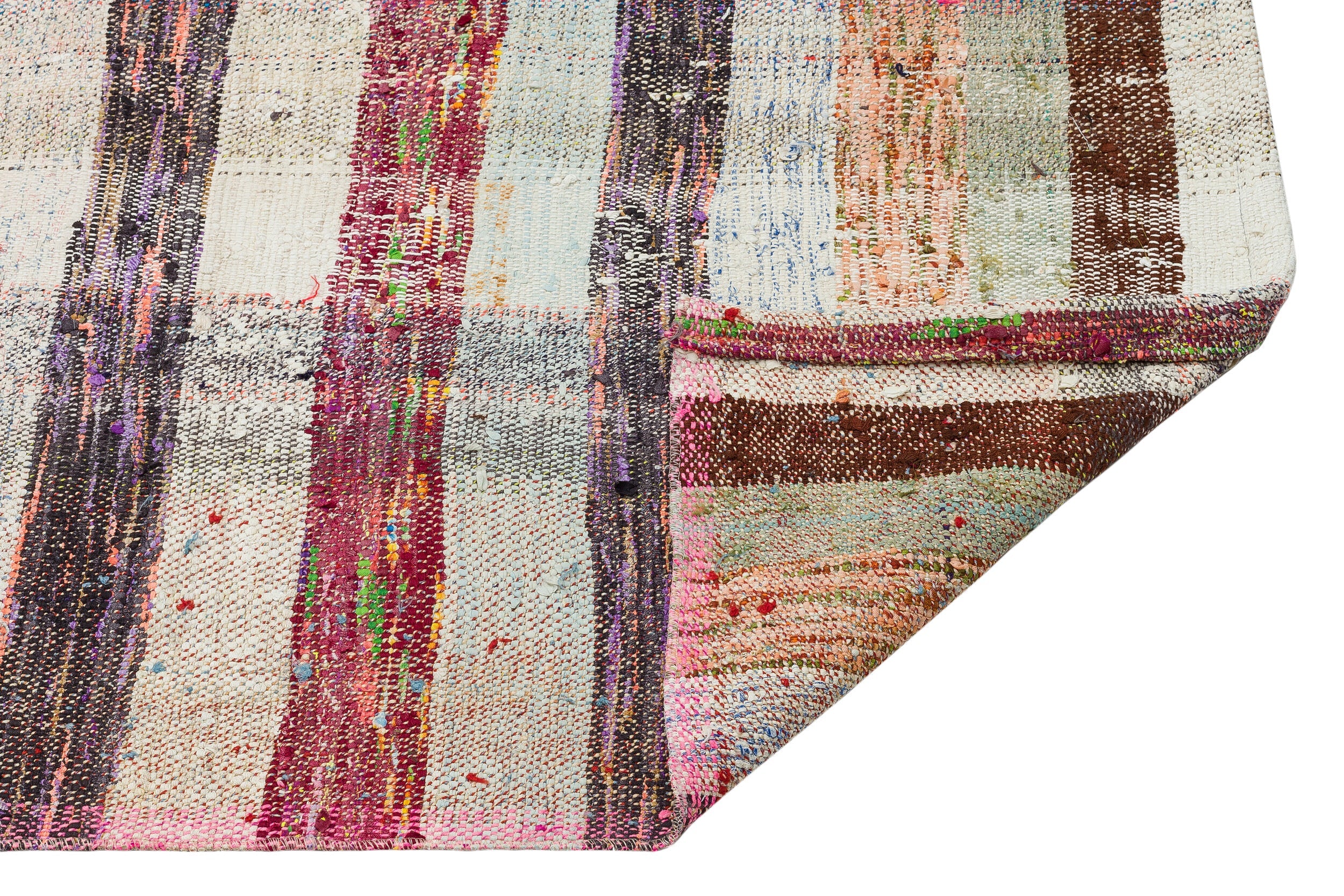 Girit Beige Striped Wool Handmade Area Rug 2'8" x 7'8"