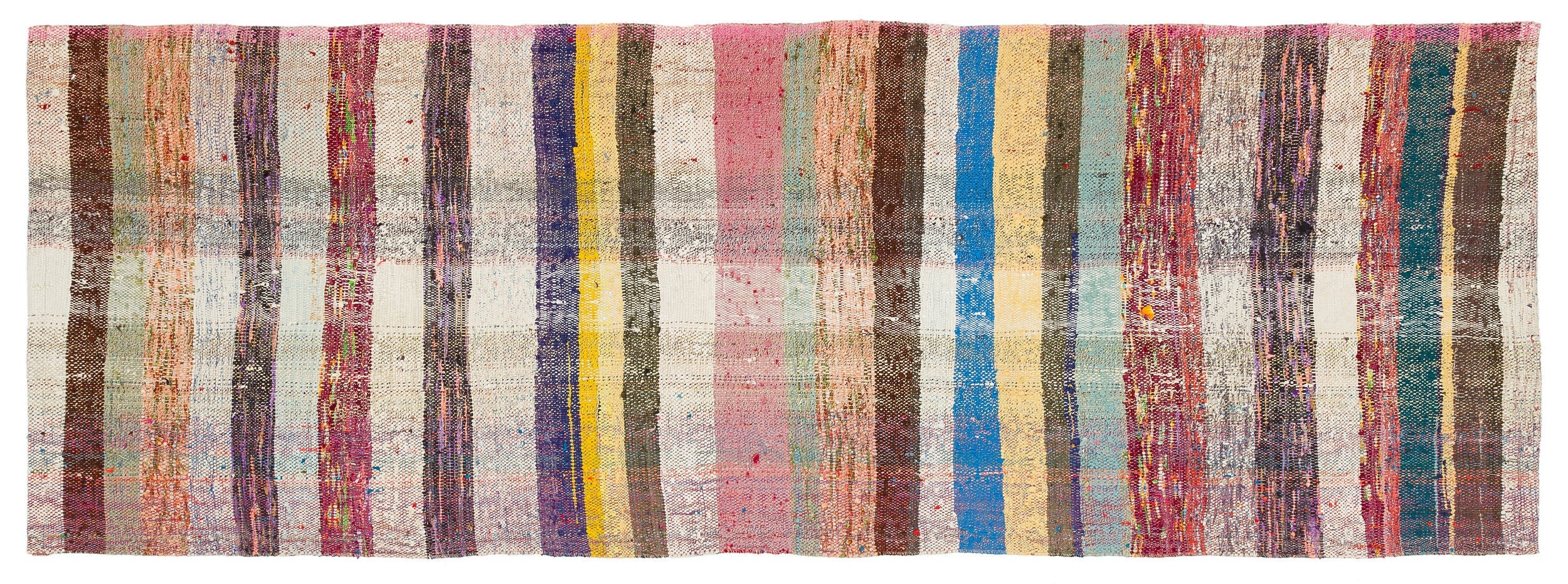 Girit Beige Striped Wool Handmade Area Rug 2'8" x 7'8"