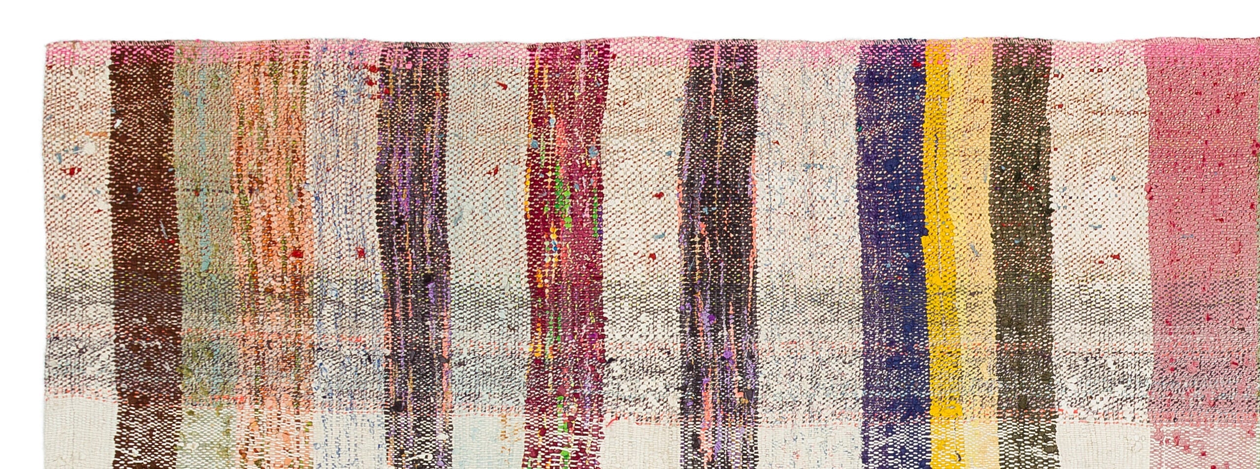 Girit Beige Striped Wool Handmade Area Rug 2'8" x 7'8"