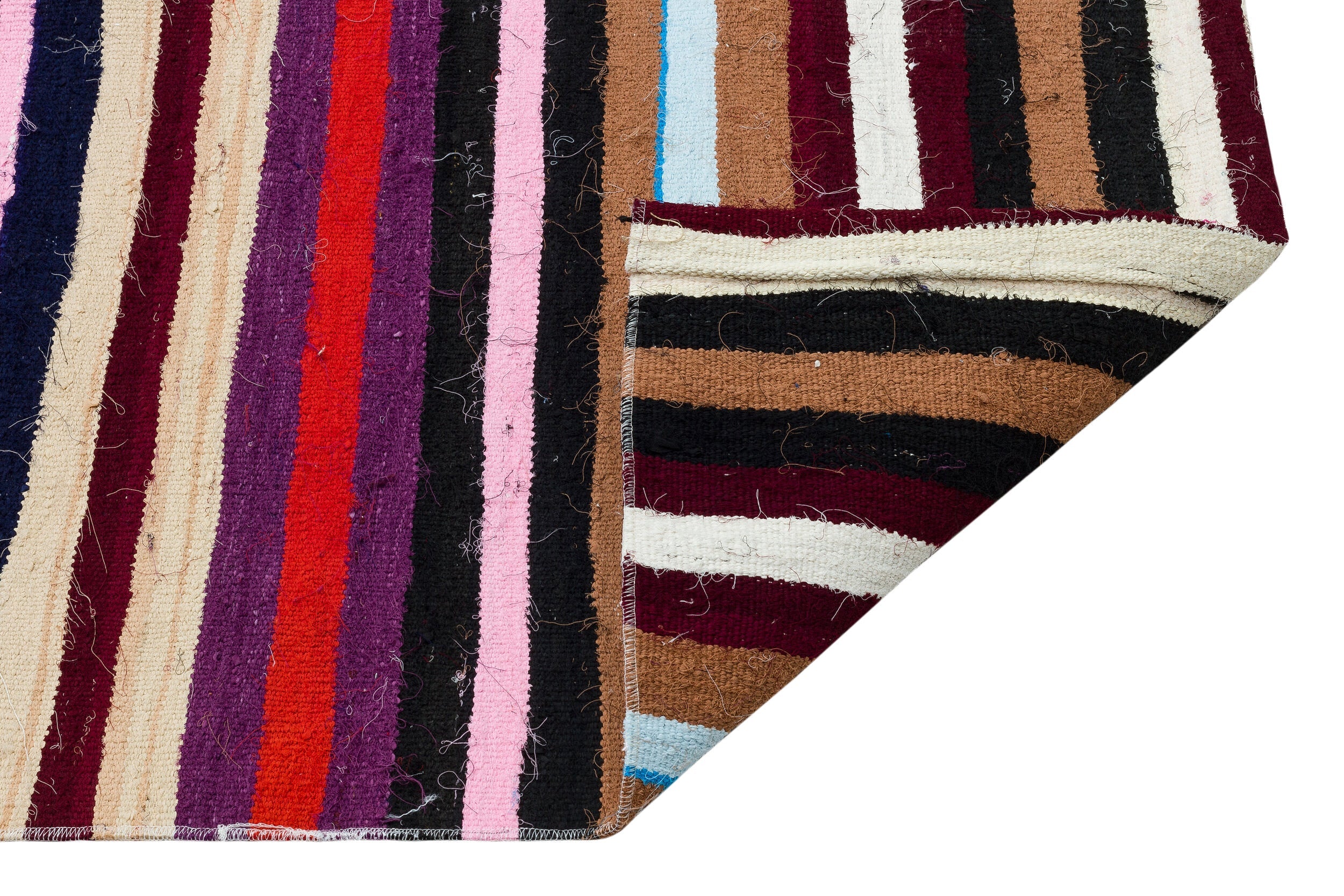 Girit Multy Striped Wool Handmade Area Rug 5'0" x 10'2"