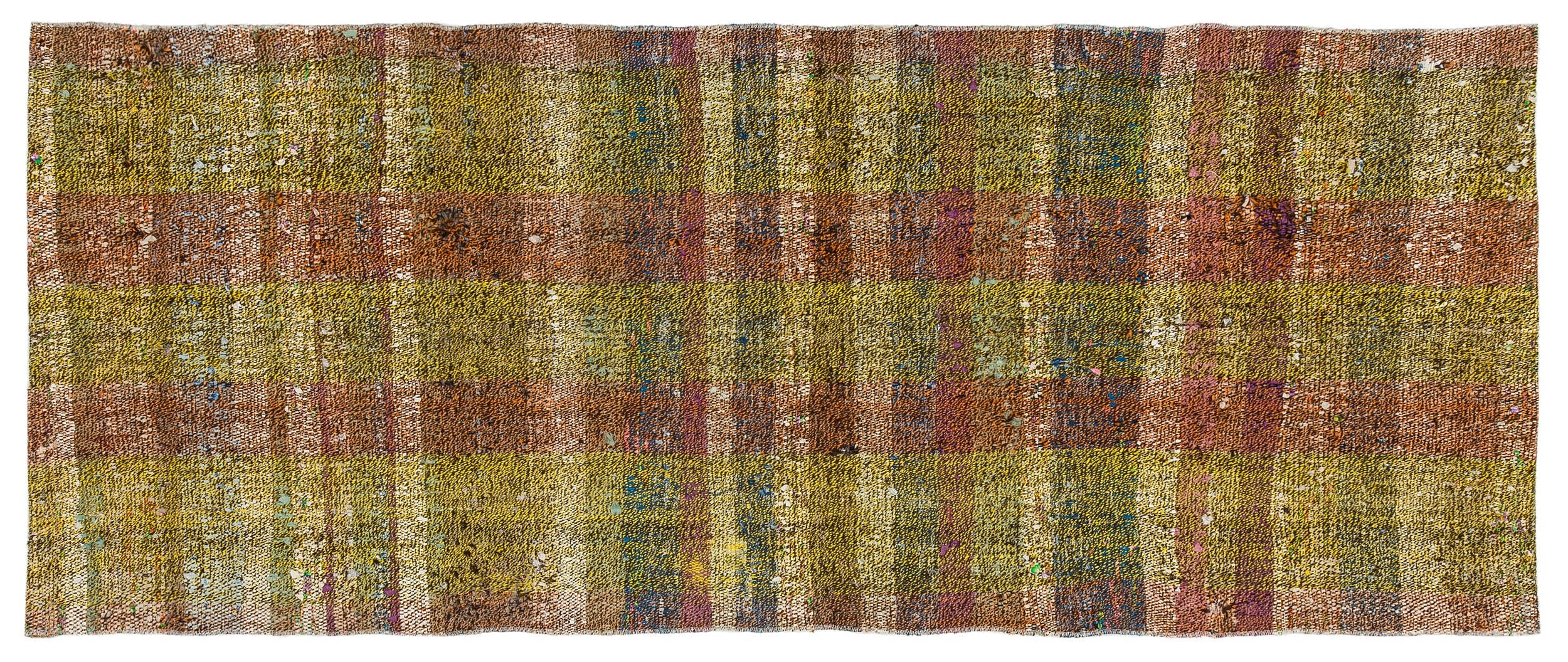 Girit Yellow Striped Wool Handmade Area Rug 2'7" x 6'3"