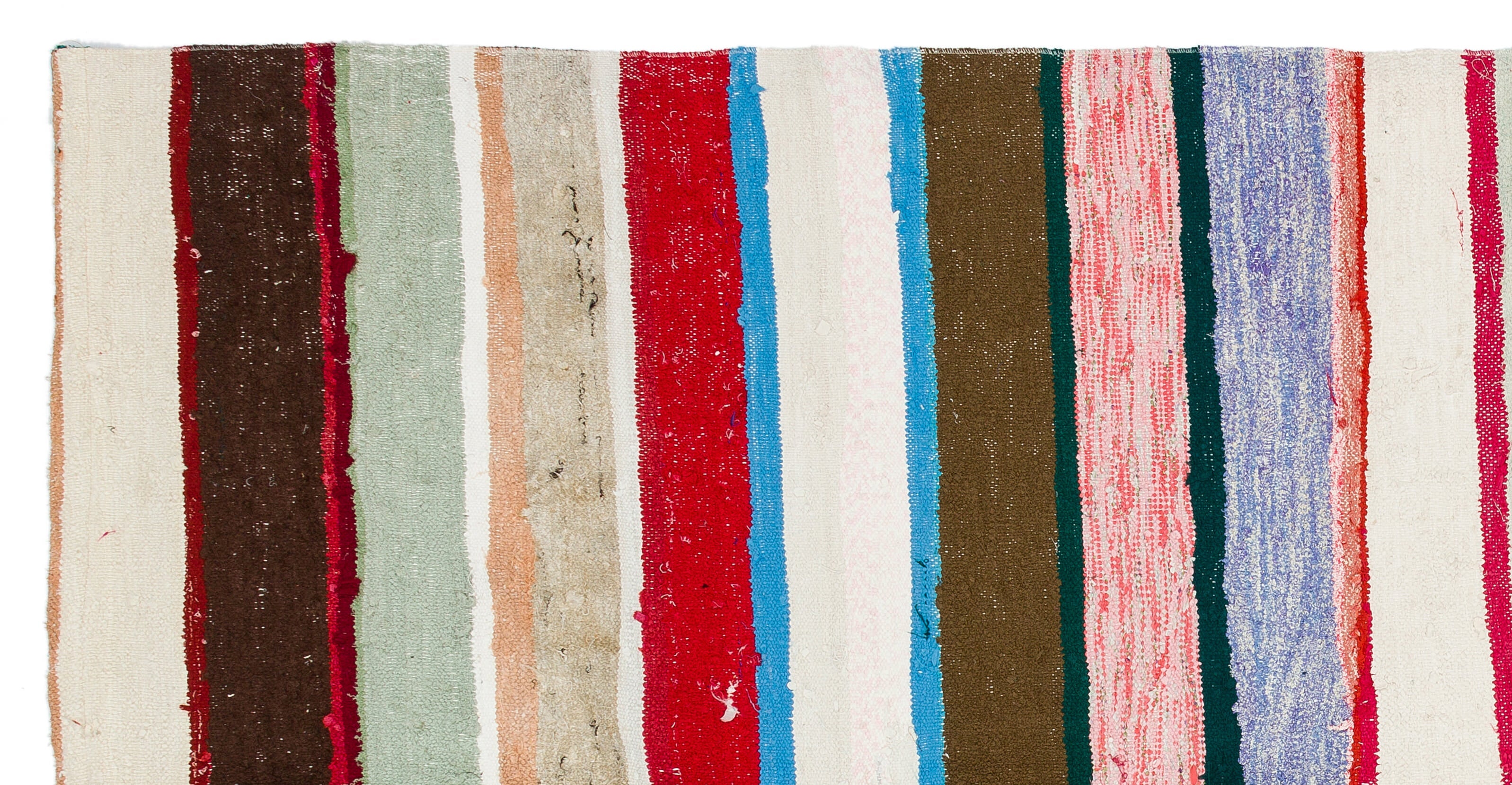 Girit Multy Striped Wool Handmade Area Rug 7'1" x 6'2"