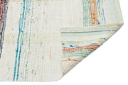 Girit Beige Striped Wool Handmade Area Rug 5'8" x 6'7"