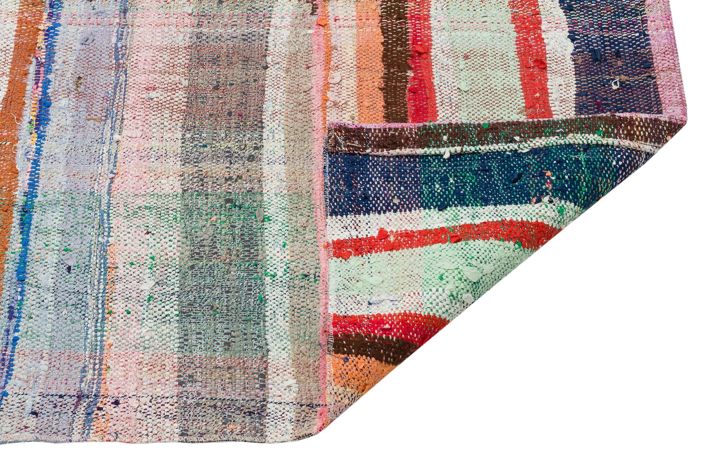 Girit Beige Striped Wool Handmade Area Rug 4'11" x 10'4"