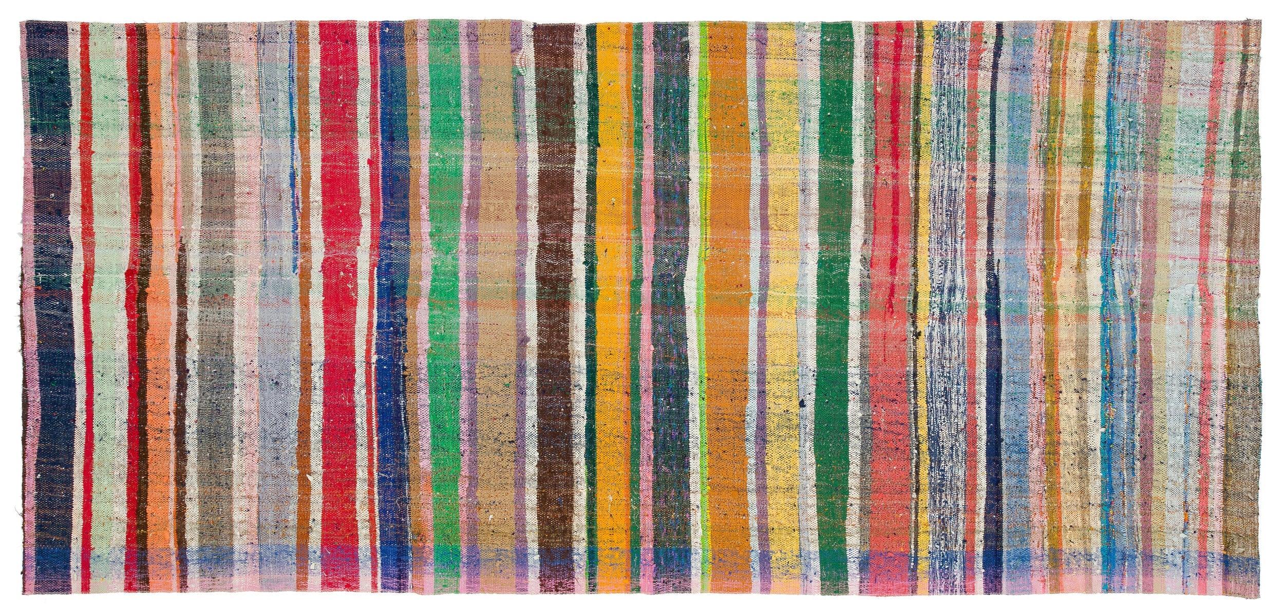 Girit Beige Striped Wool Handmade Area Rug 4'11" x 10'4"