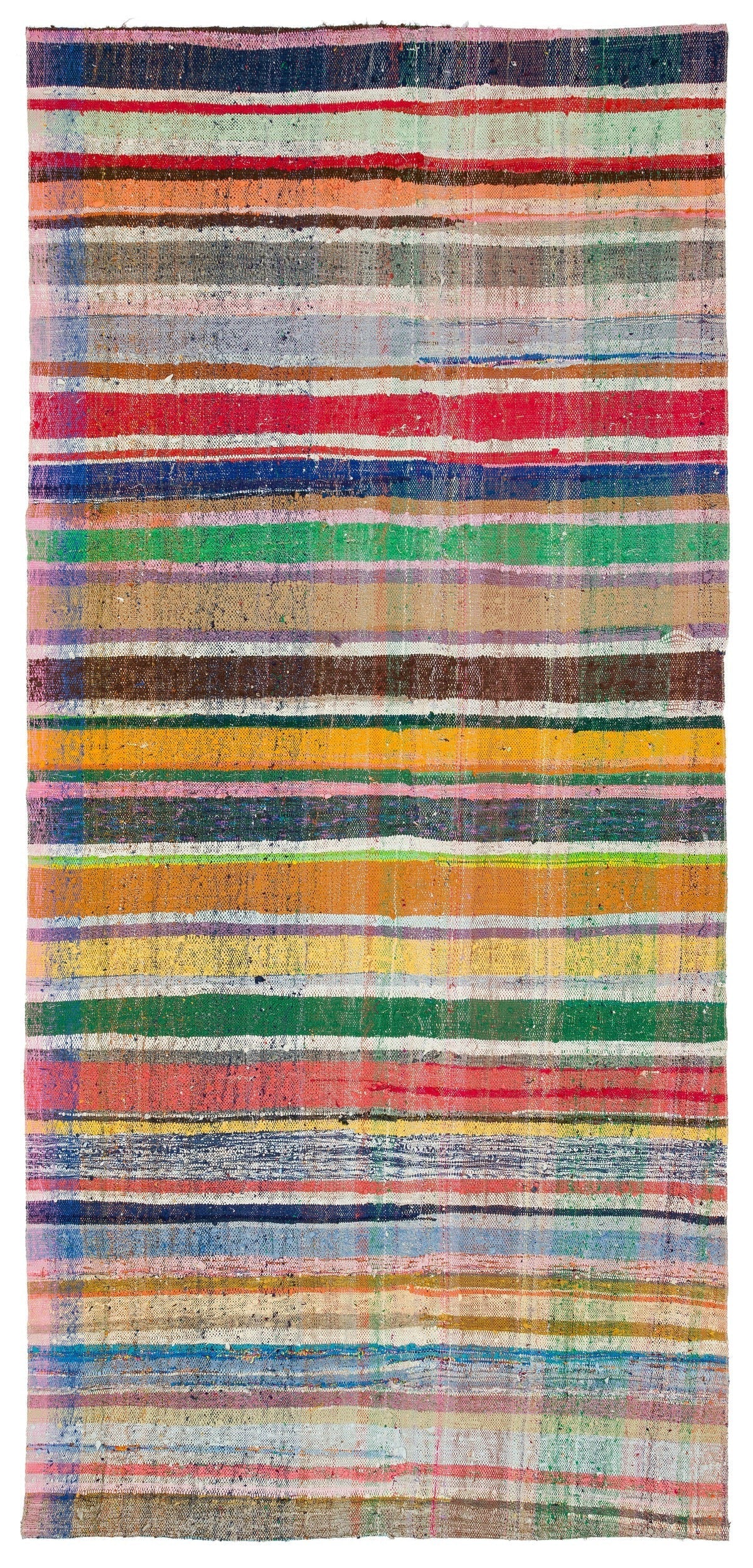 Girit Beige Striped Wool Handmade Area Rug 4'11" x 10'4"