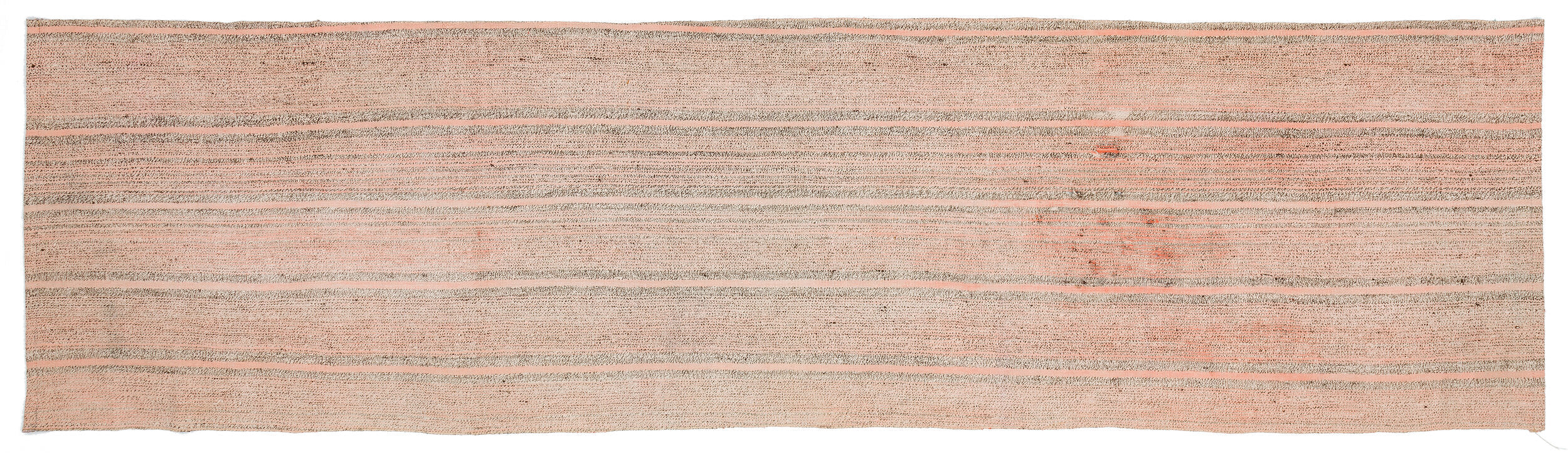 Girit Beige Striped Wool Handmade Area Rug 2'9" x 10'7"