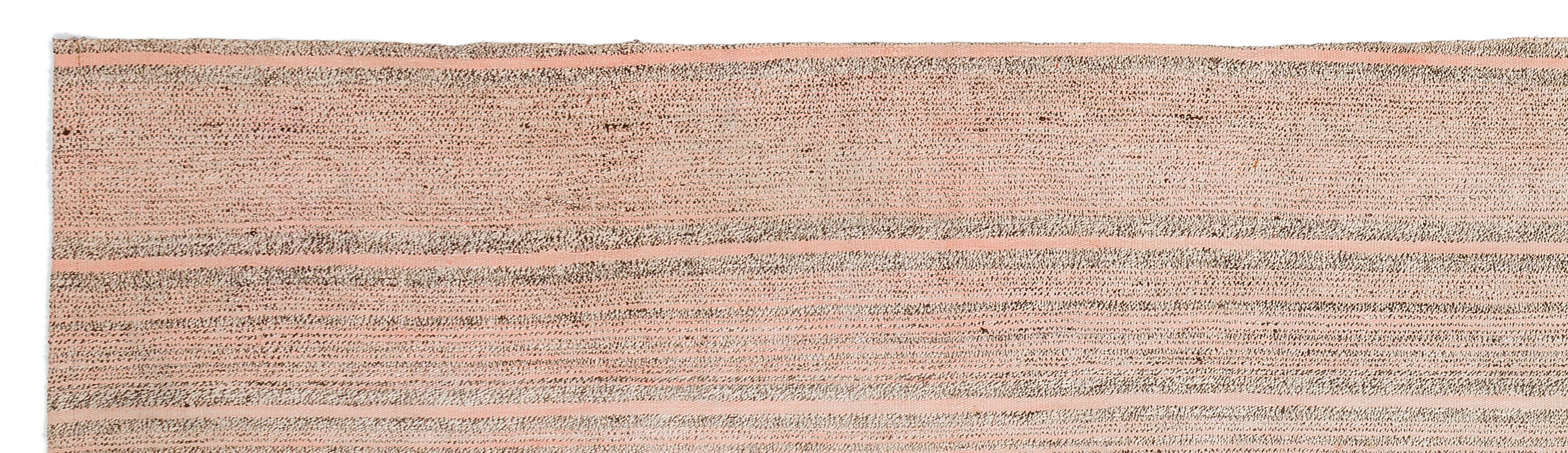 Girit Beige Striped Wool Handmade Area Rug 2'9" x 10'7"