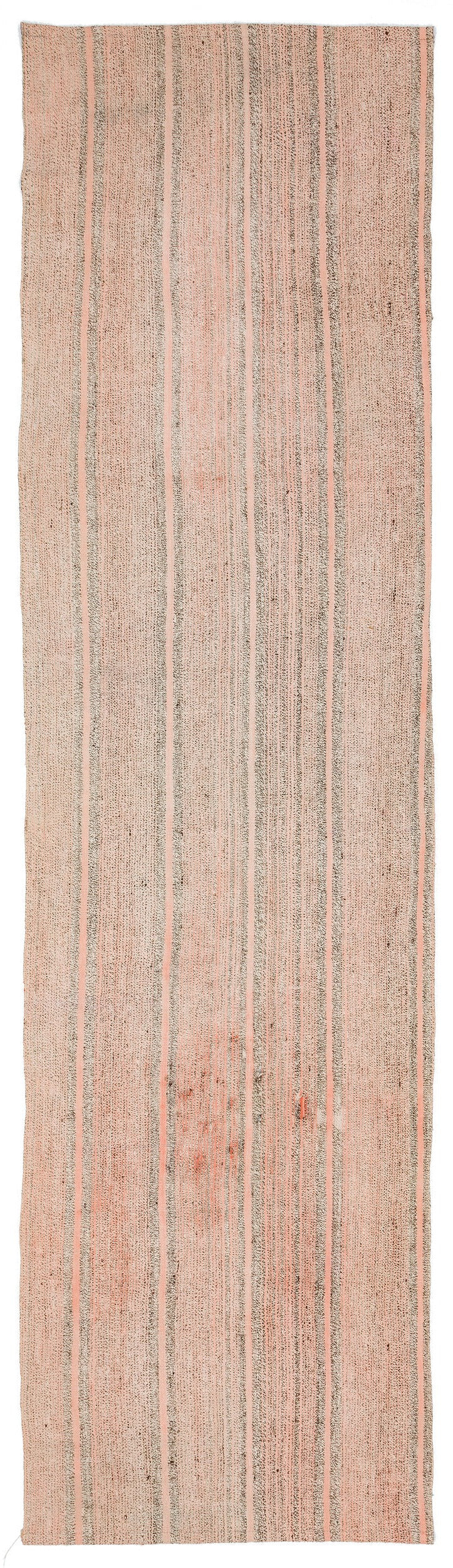 Girit Beige Striped Wool Handmade Area Rug 2'9" x 10'7"