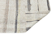 Girit Beige Striped Wool Handmade Area Rug 3'2" x 7'2"