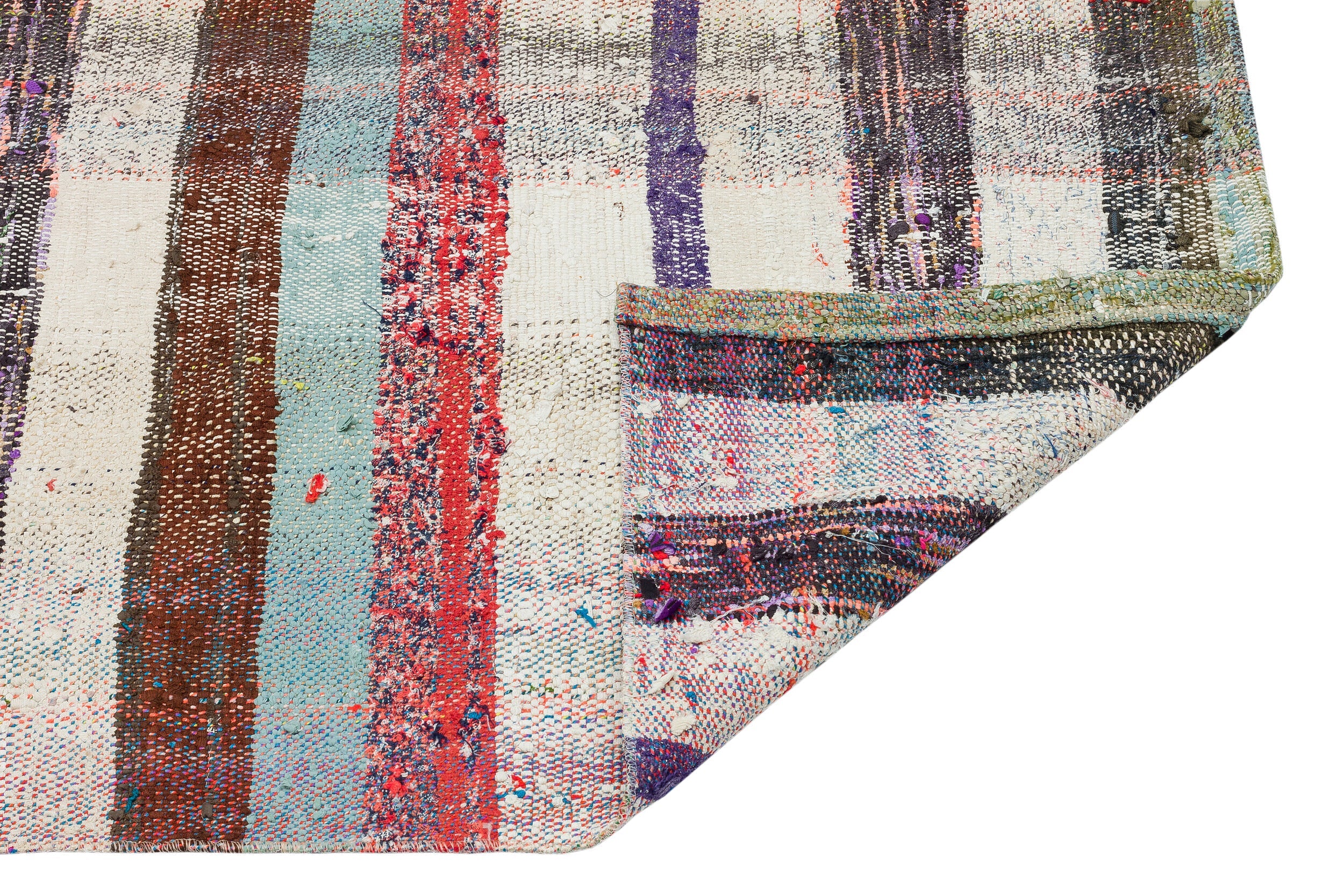 Girit Beige Striped Wool Handmade Area Rug 2'9" x 7'7"