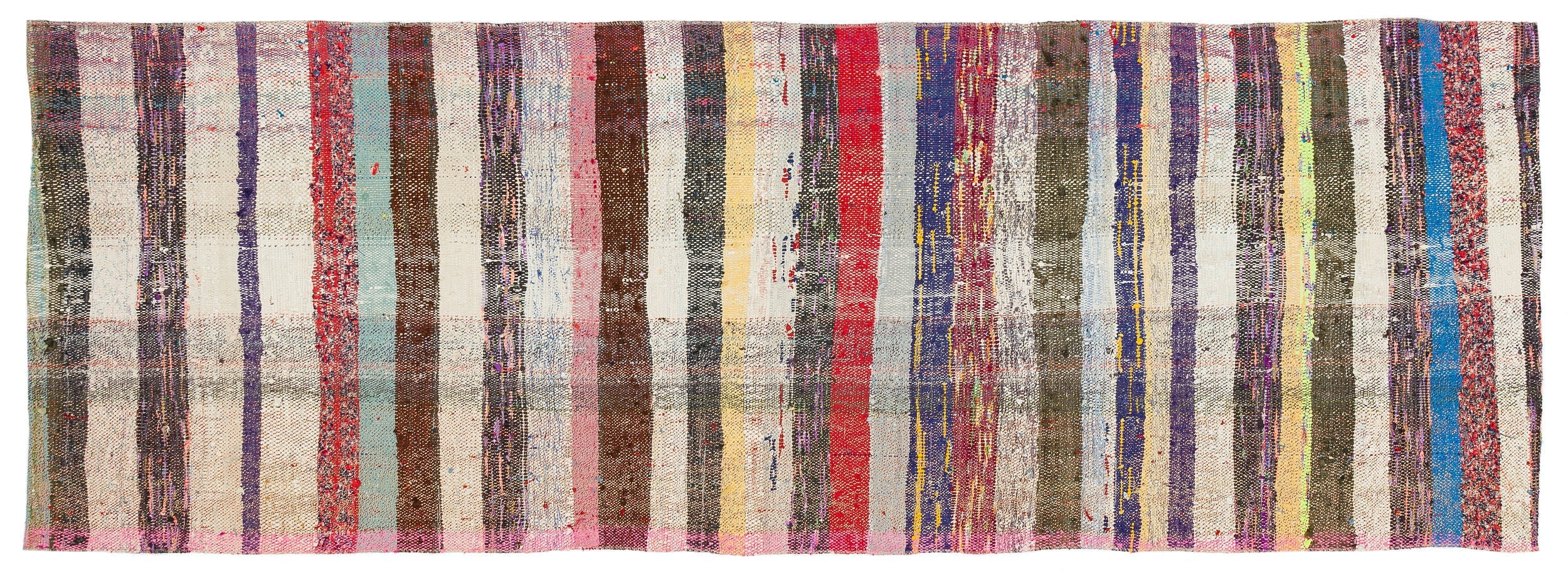 Girit Beige Striped Wool Handmade Area Rug 2'9" x 7'7"