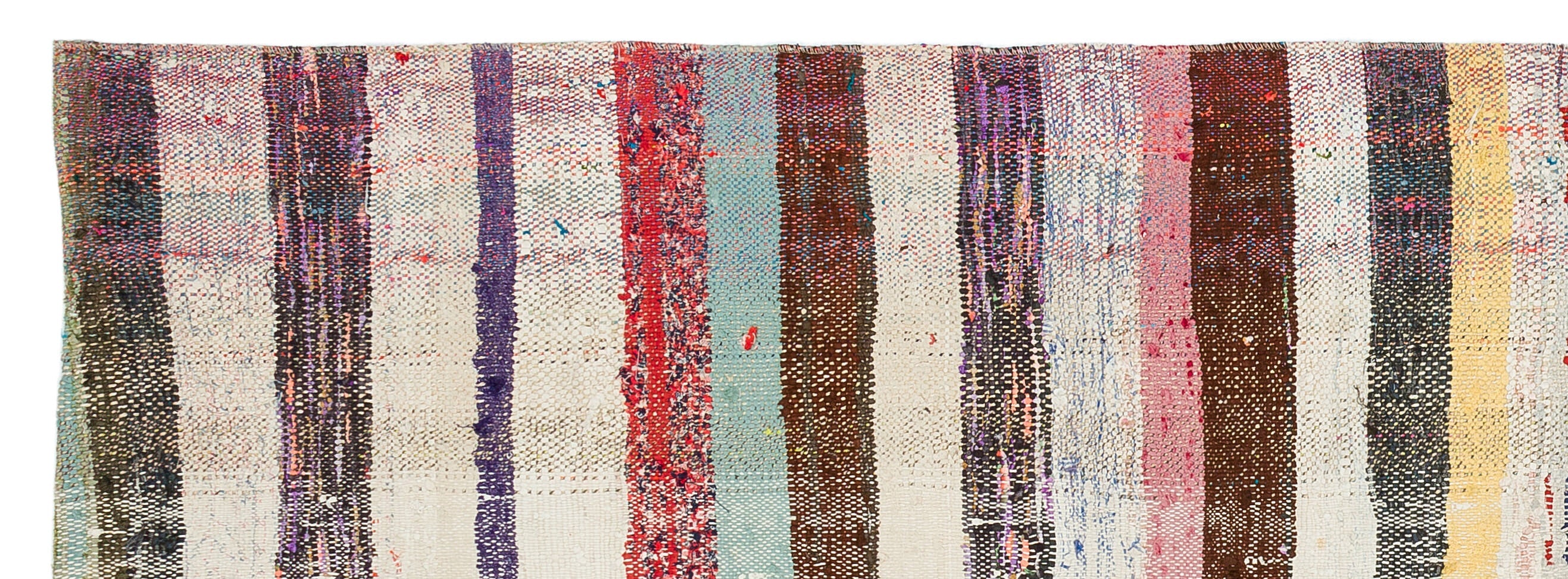 Girit Beige Striped Wool Handmade Area Rug 2'9" x 7'7"